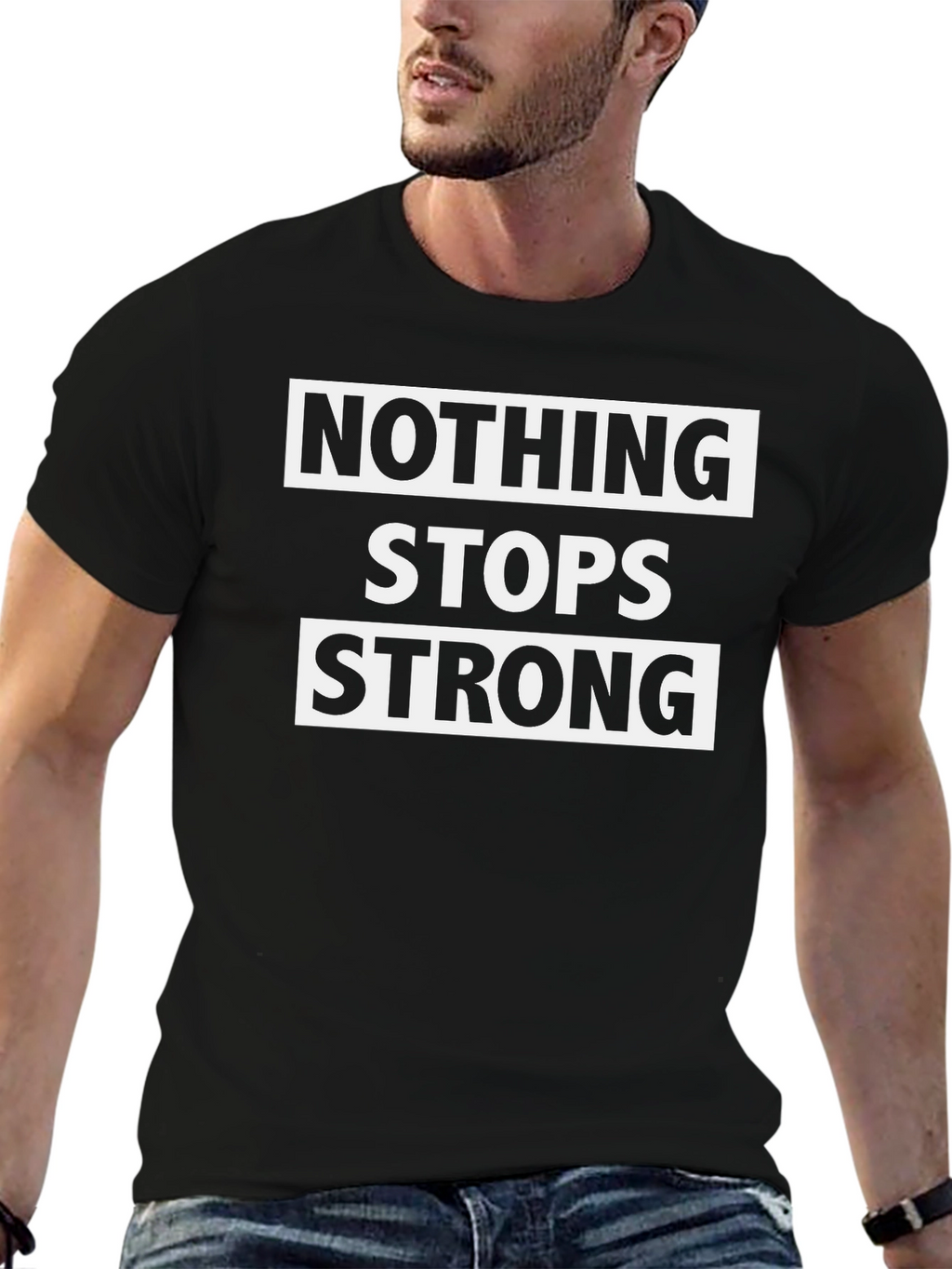Nothing Stops Strong Black Graphic Tee