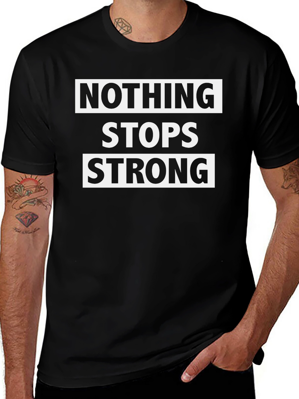 Nothing Stops Strong Black Graphic Tee