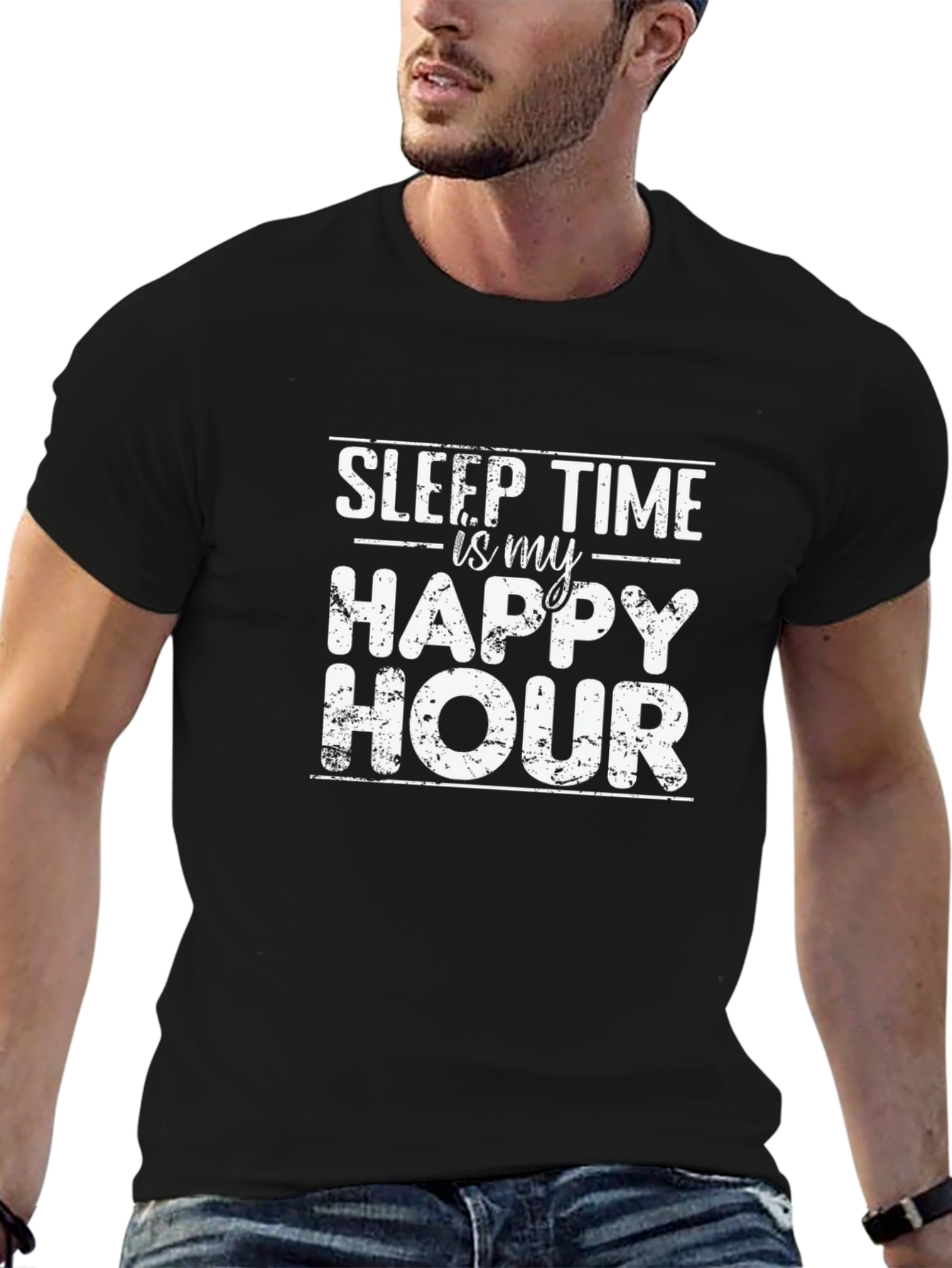 Sleep Time is My Happy Hour Black Graphic Tee