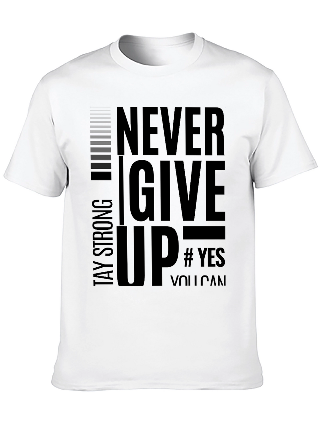 Never Give Up Mens Black Graphic Tee