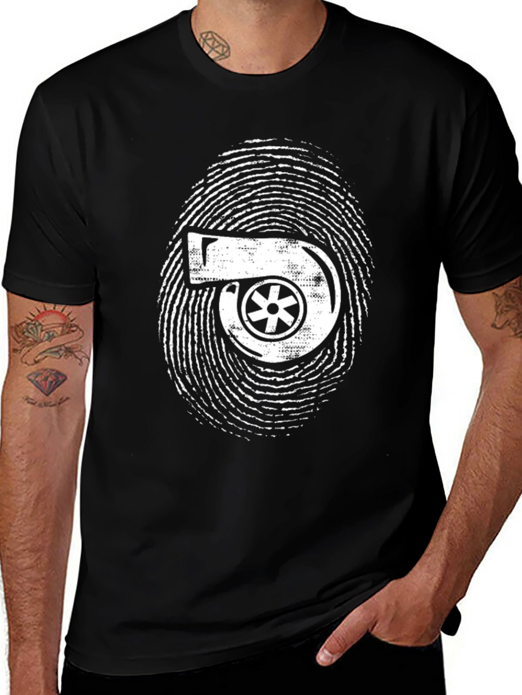 Turbo Fingerprint Graphic Black T-Shirt