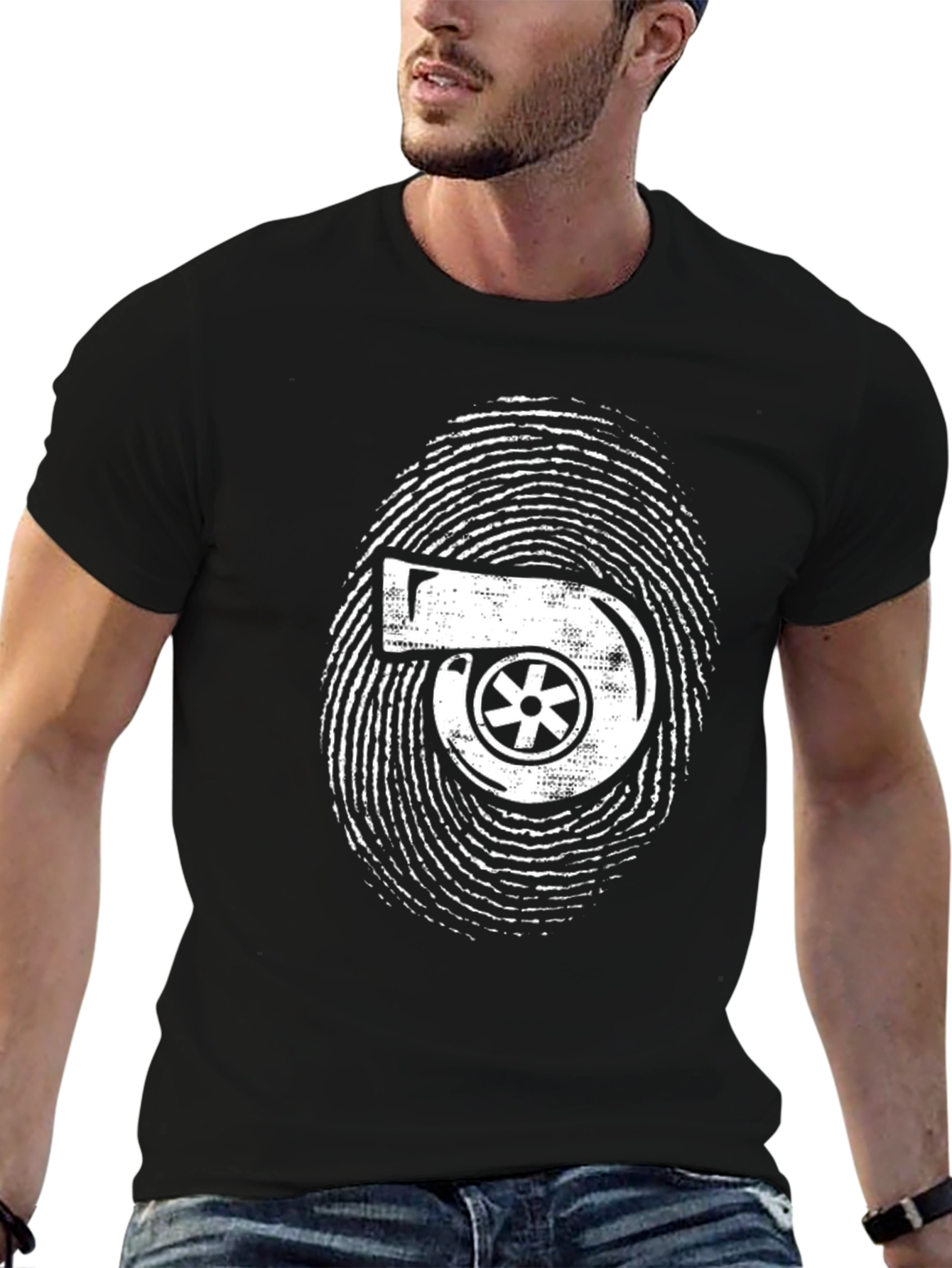 Turbo Fingerprint Graphic Black T-Shirt