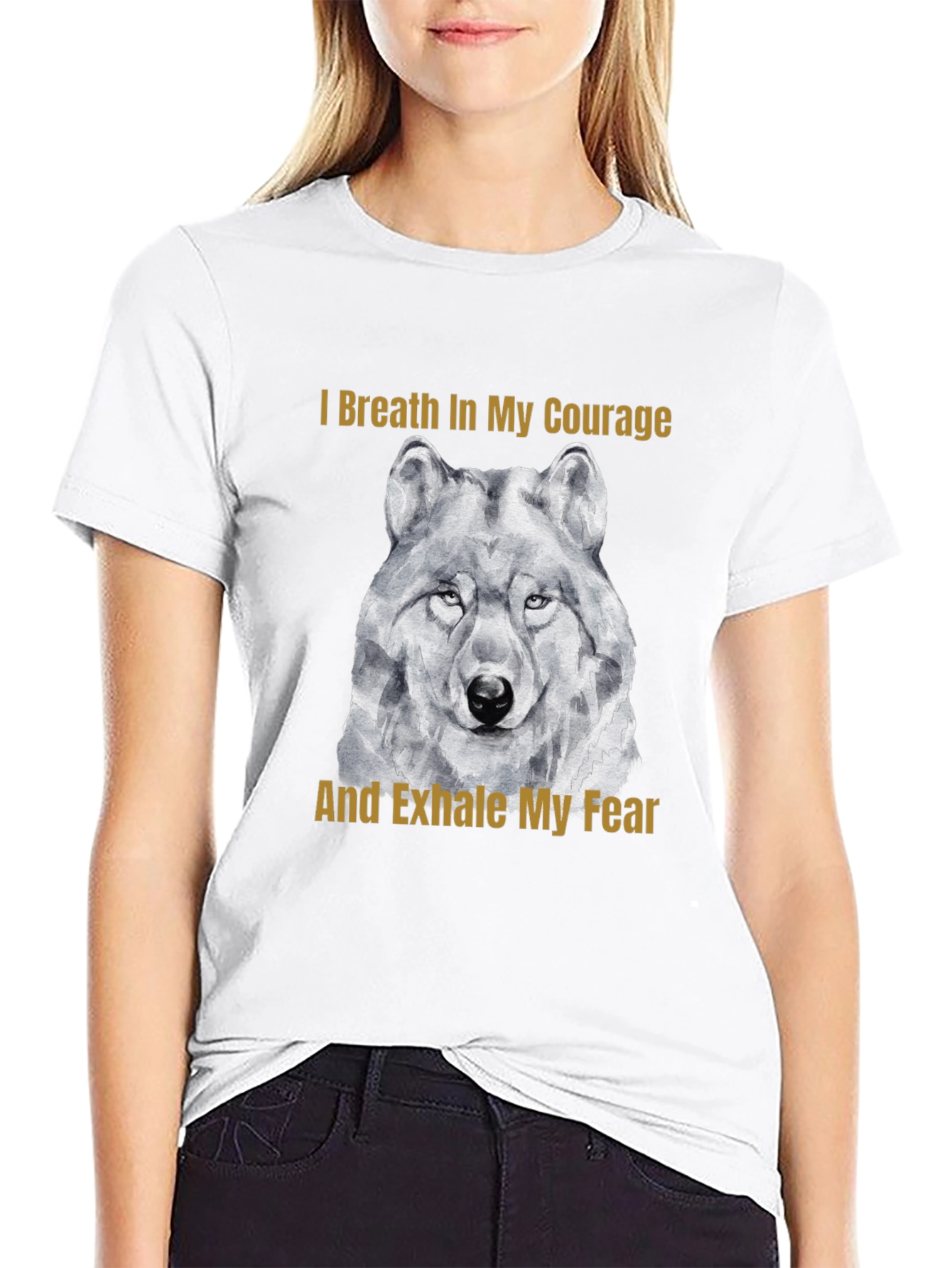 Courage Wolf Graphic Tee - Breathe In Exhale Fear
