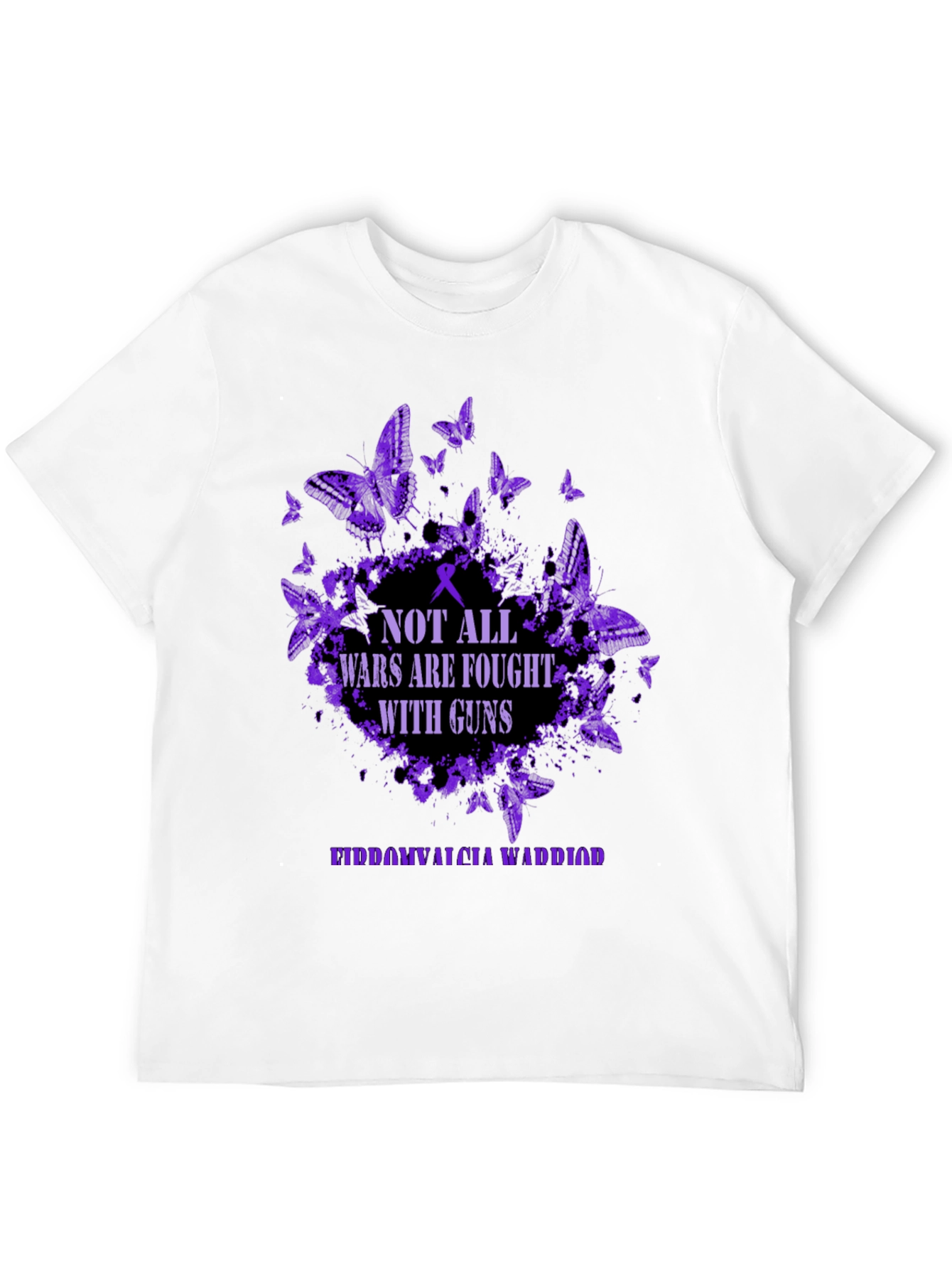 Fibromyalgia Warrior T-Shirt Butterfly Purple Awareness