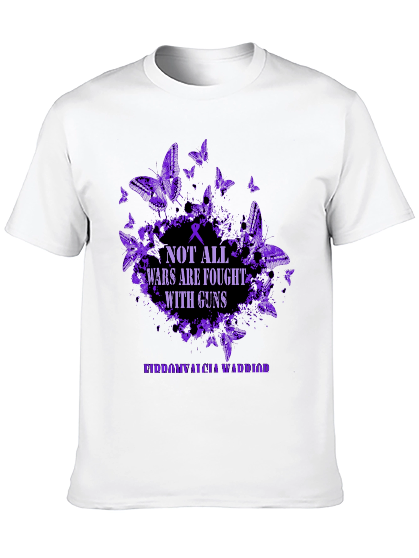 Fibromyalgia Warrior T-Shirt Butterfly Purple Awareness
