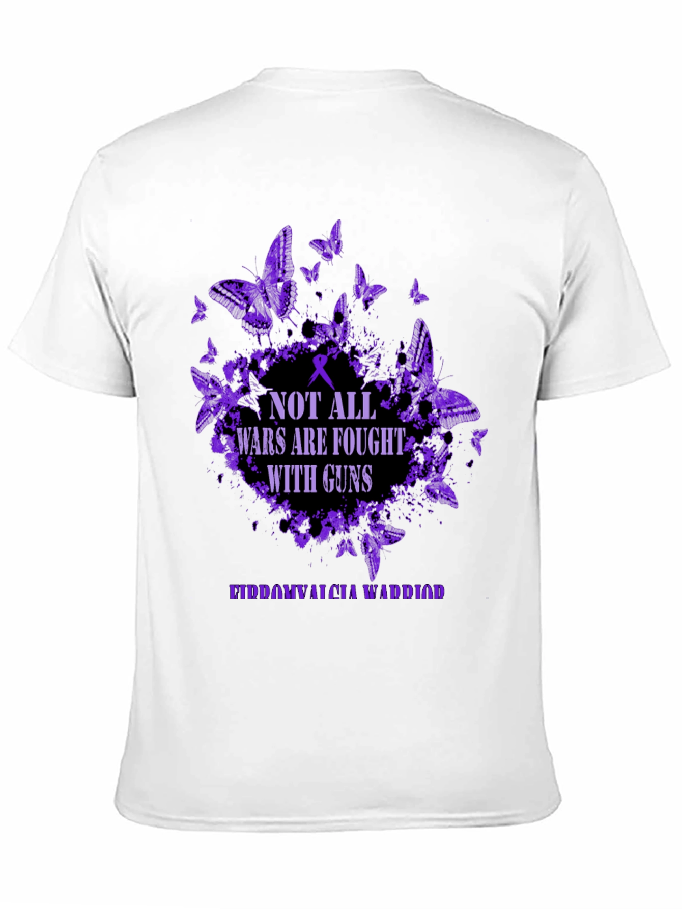 Fibromyalgia Warrior T-Shirt Butterfly Purple Awareness