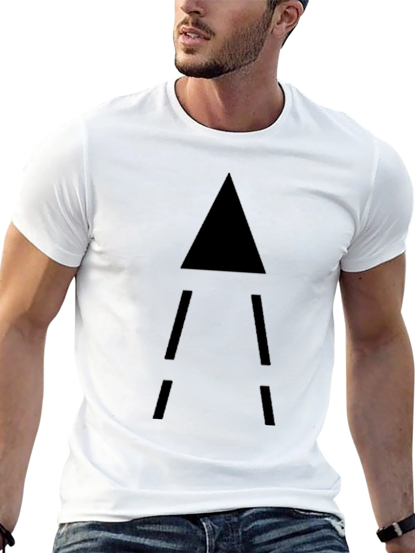 Minimalist Triangle Graphic Black T-Shirt