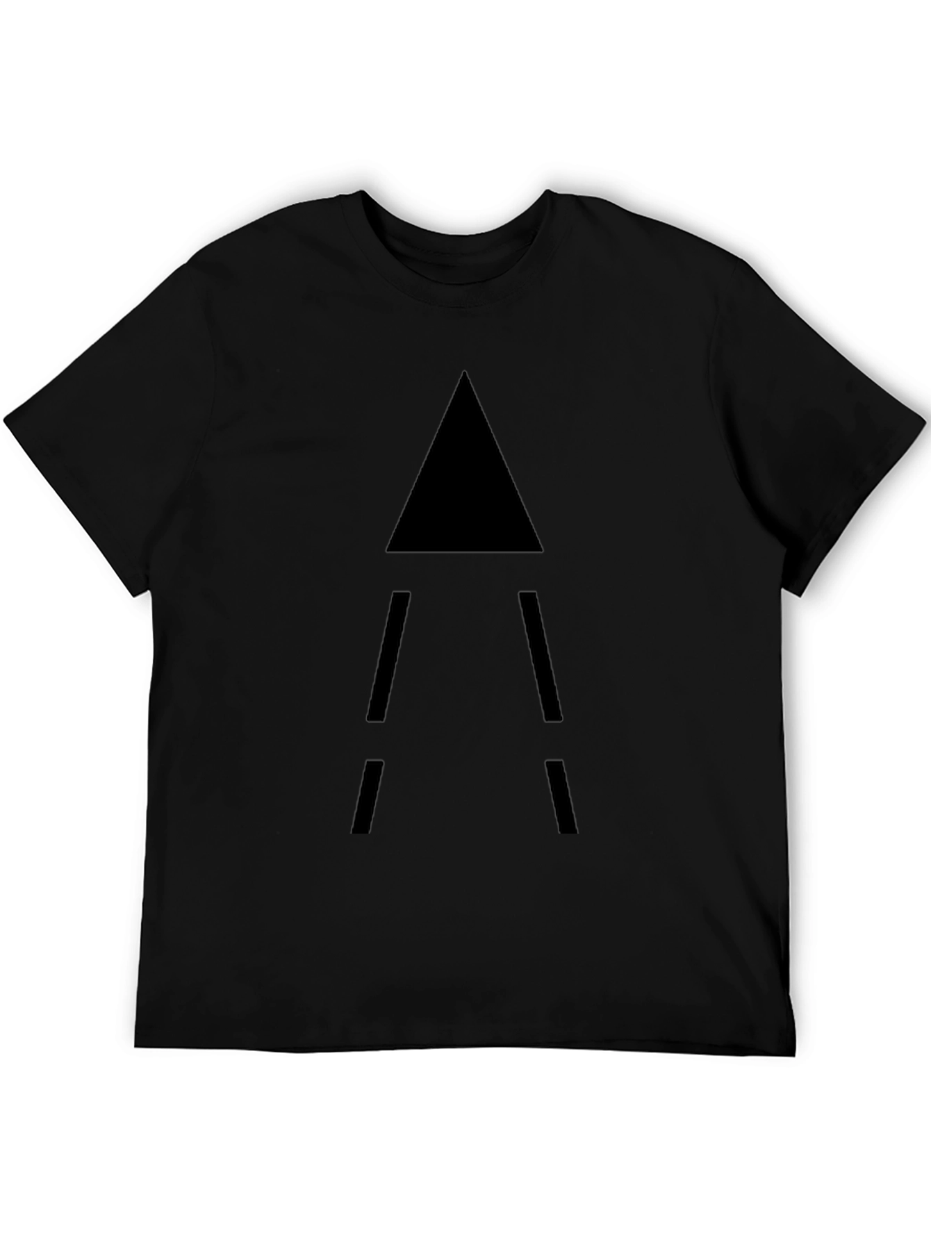 Minimalist Triangle Graphic Black T-Shirt
