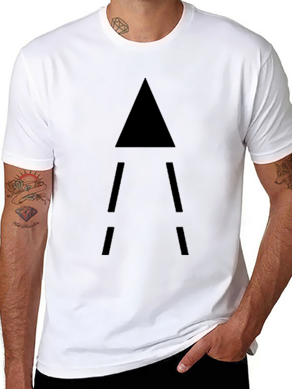 Minimalist Triangle Graphic Black T-Shirt