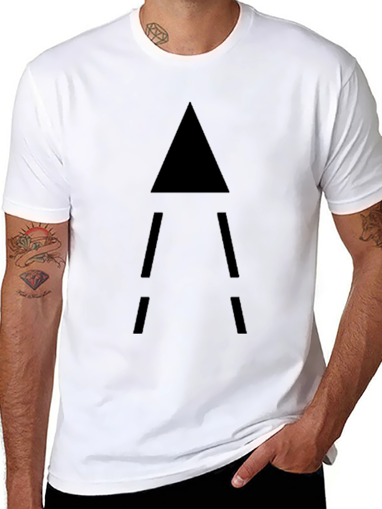 Minimalist Triangle Graphic Black T-Shirt