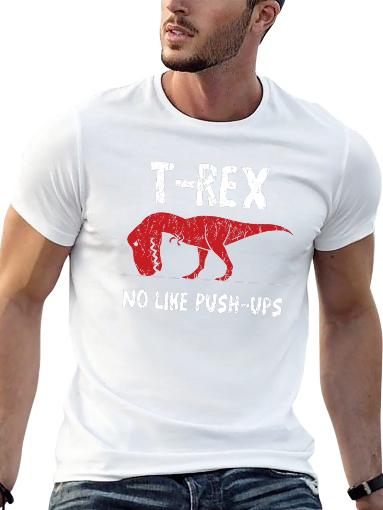 T-Rex No Like Push-Ups Graphic Tee