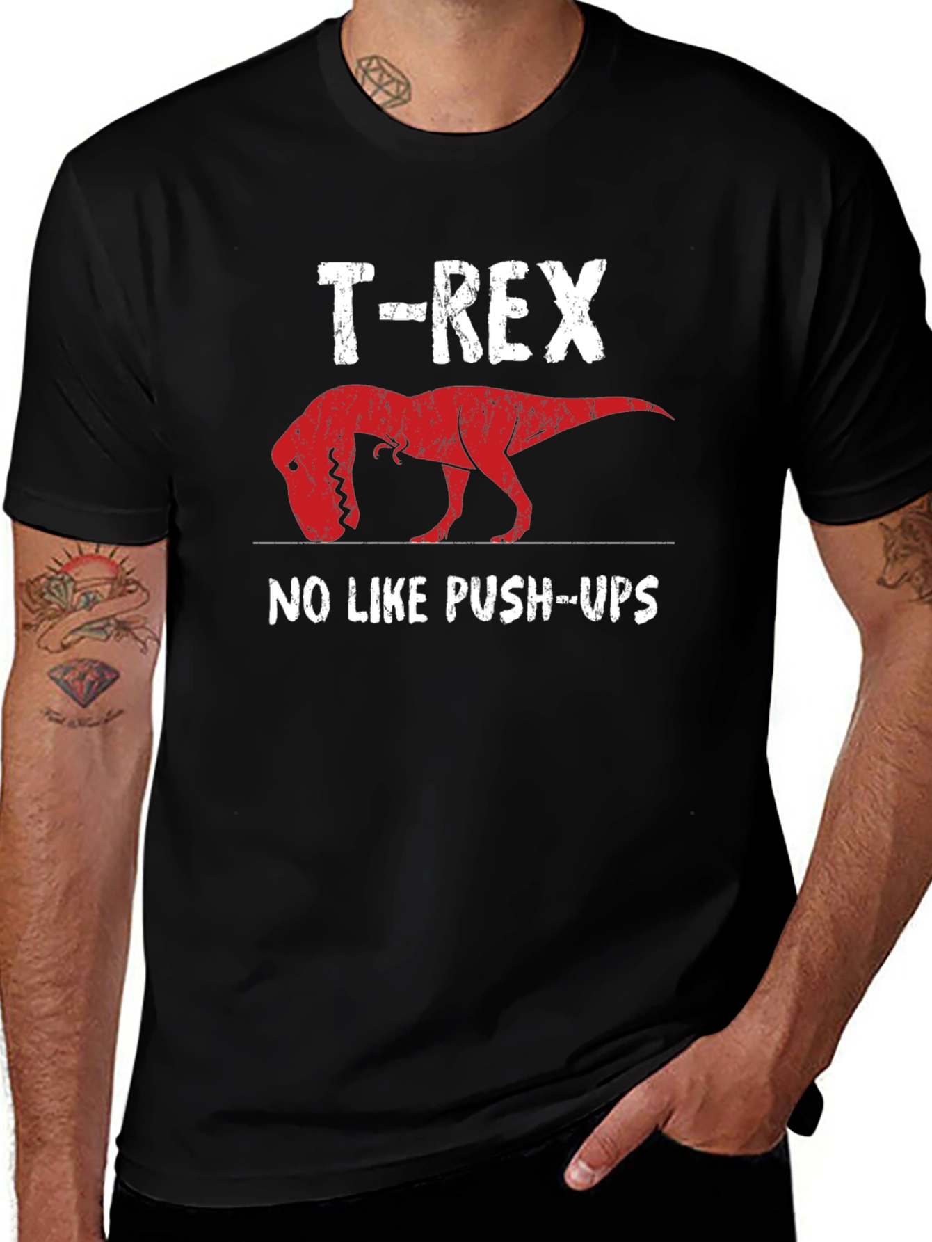 T-Rex No Like Push-Ups Graphic Tee
