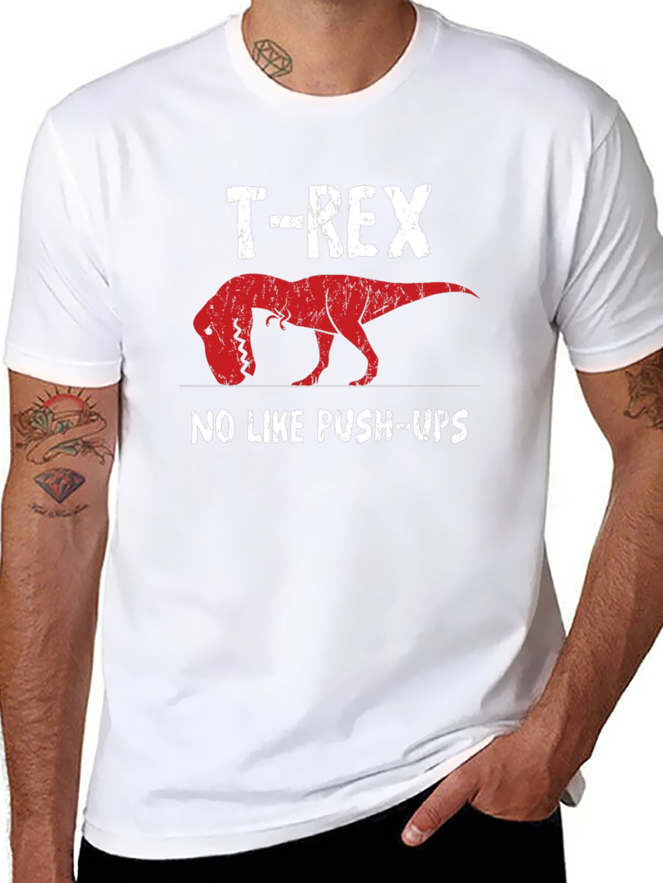 T-Rex No Like Push-Ups Graphic Tee