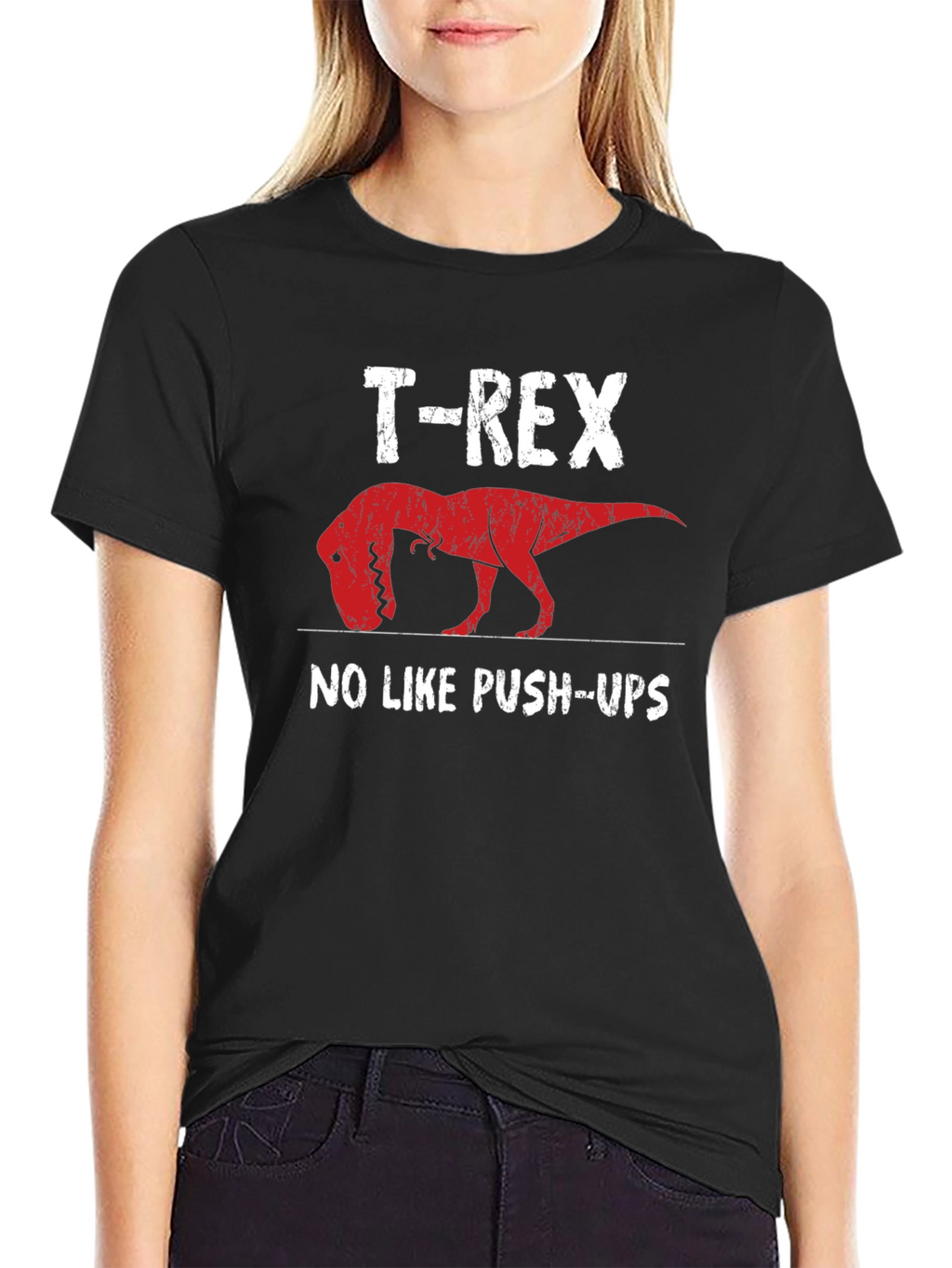 T-Rex No Like Push-Ups Graphic Tee