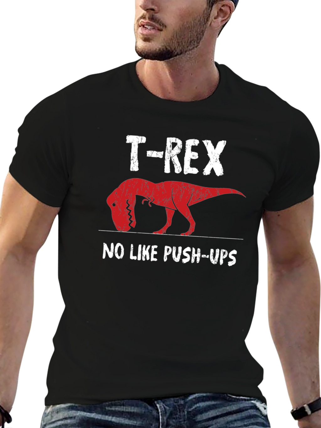 T-Rex No Like Push-Ups Graphic Tee