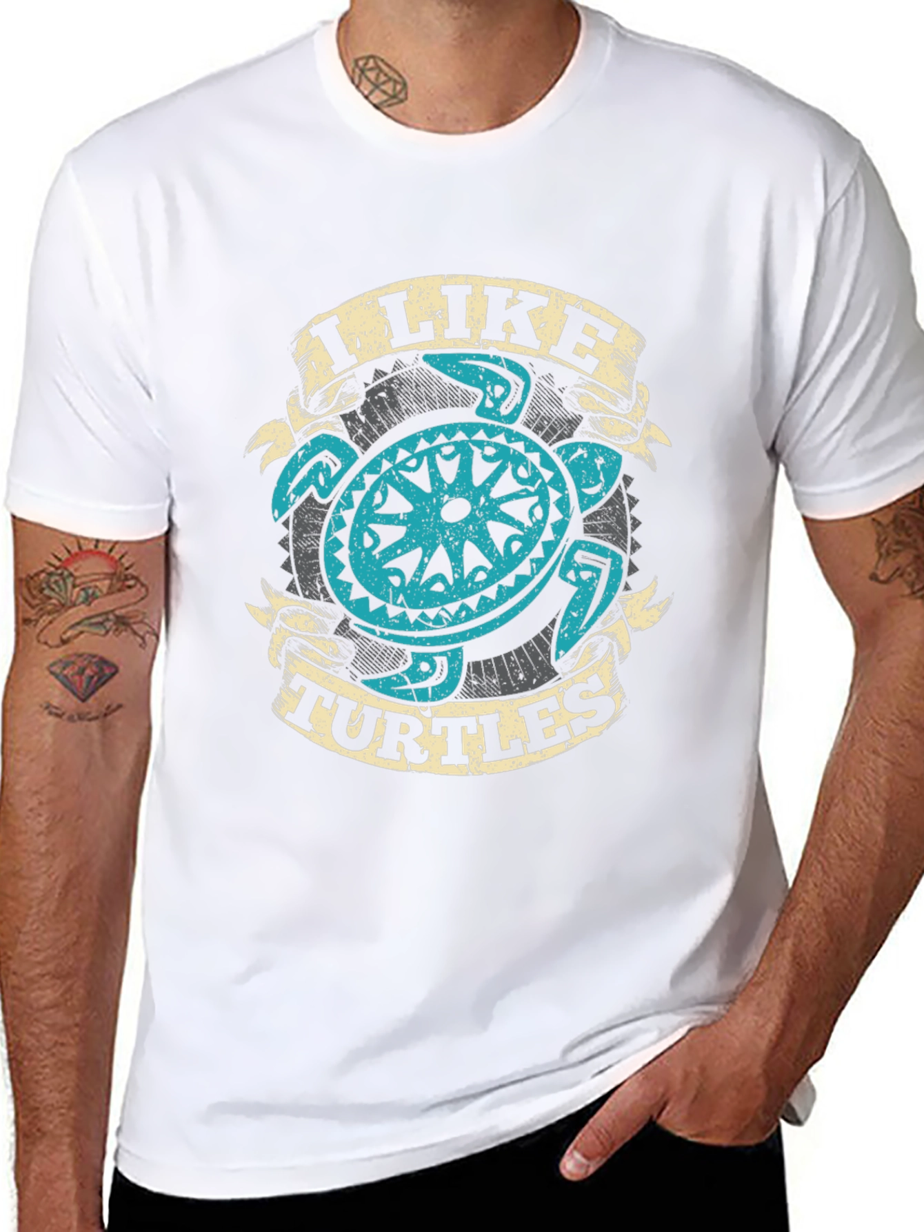 I Like Turtles Graphic Tee - Cool Turtle Design