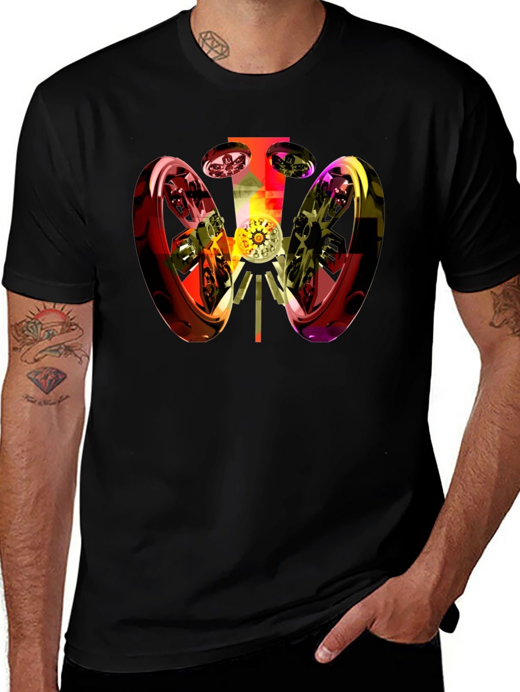 Abstract 3D Graphic Black T-Shirt