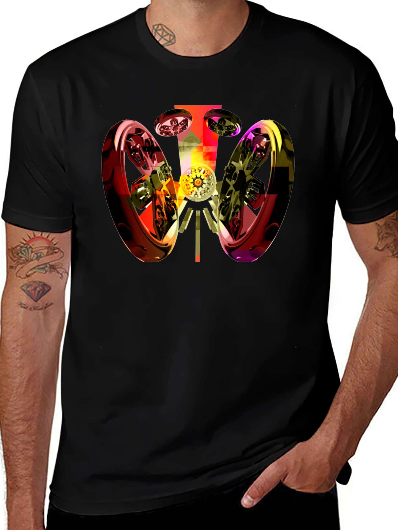 Abstract 3D Graphic Black T-Shirt