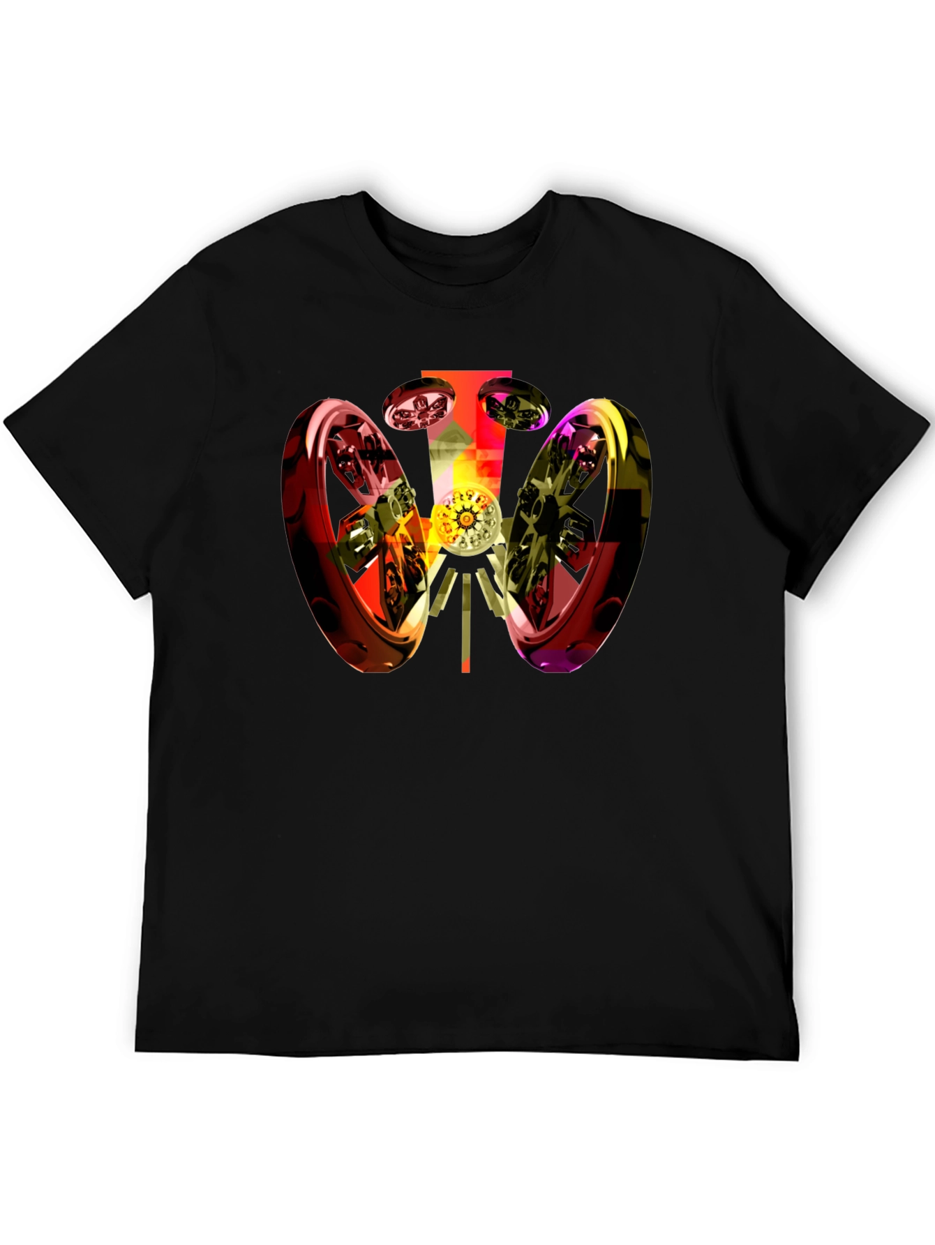 Abstract 3D Graphic Black T-Shirt