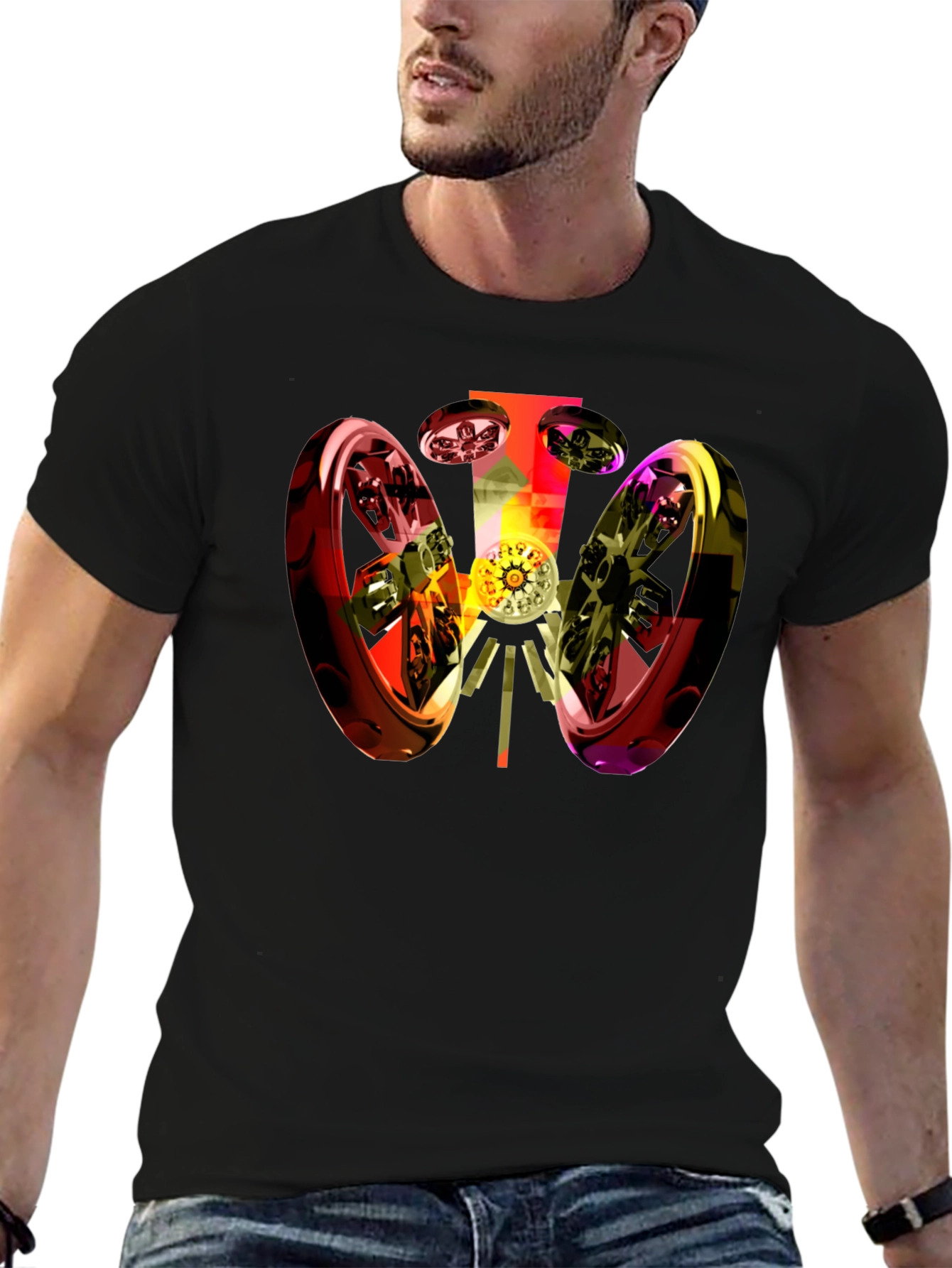 Abstract 3D Graphic Black T-Shirt