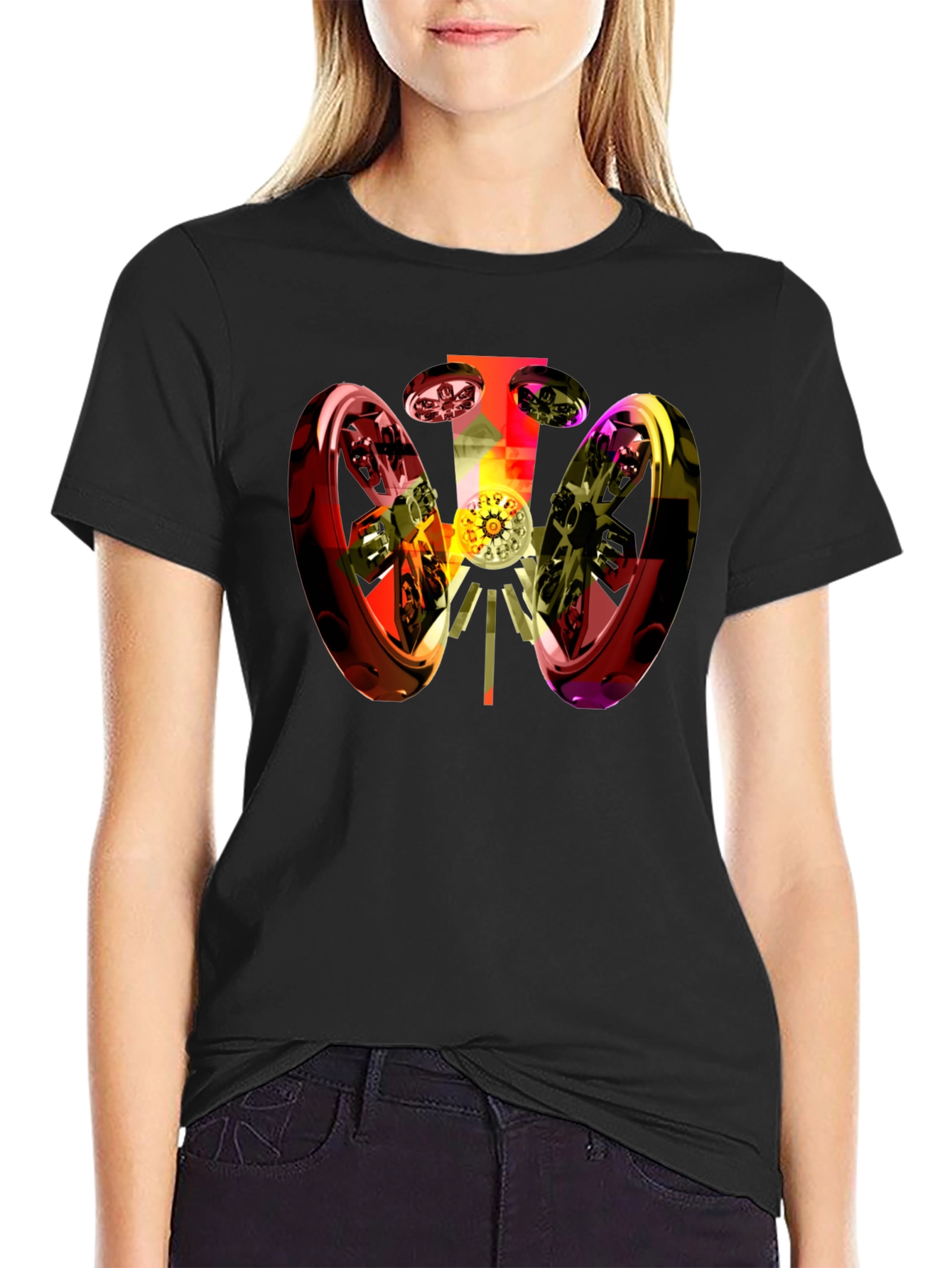 Abstract 3D Graphic Black T-Shirt