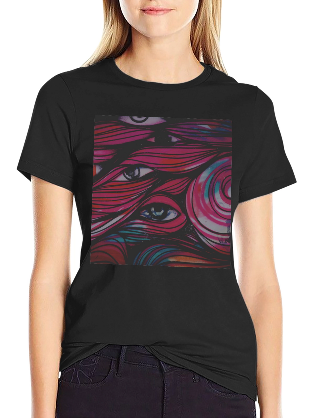 Eye-Catching Graphic Tee - Black