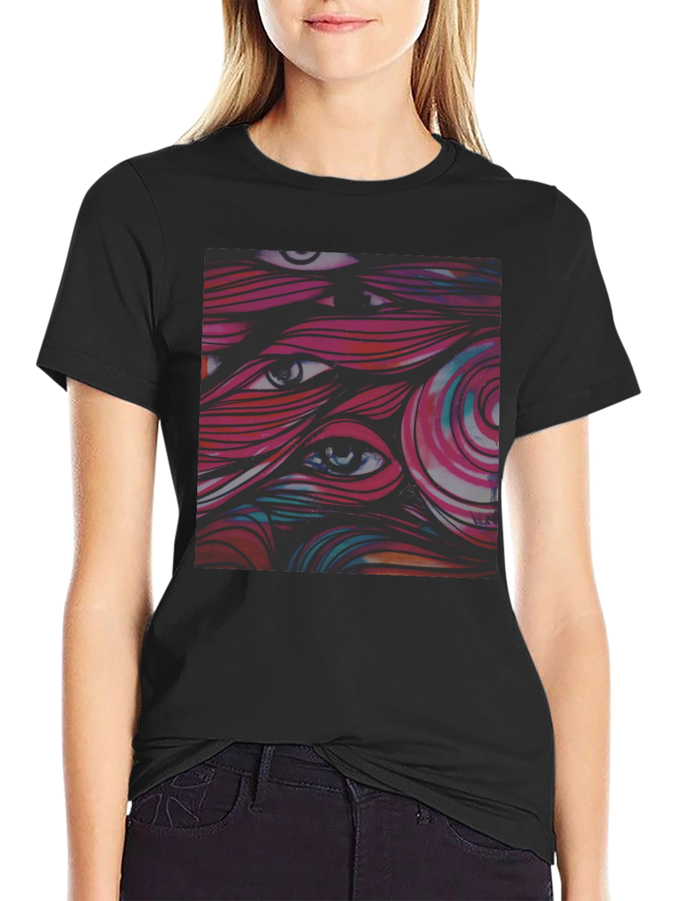 Eye-Catching Graphic Tee - Black
