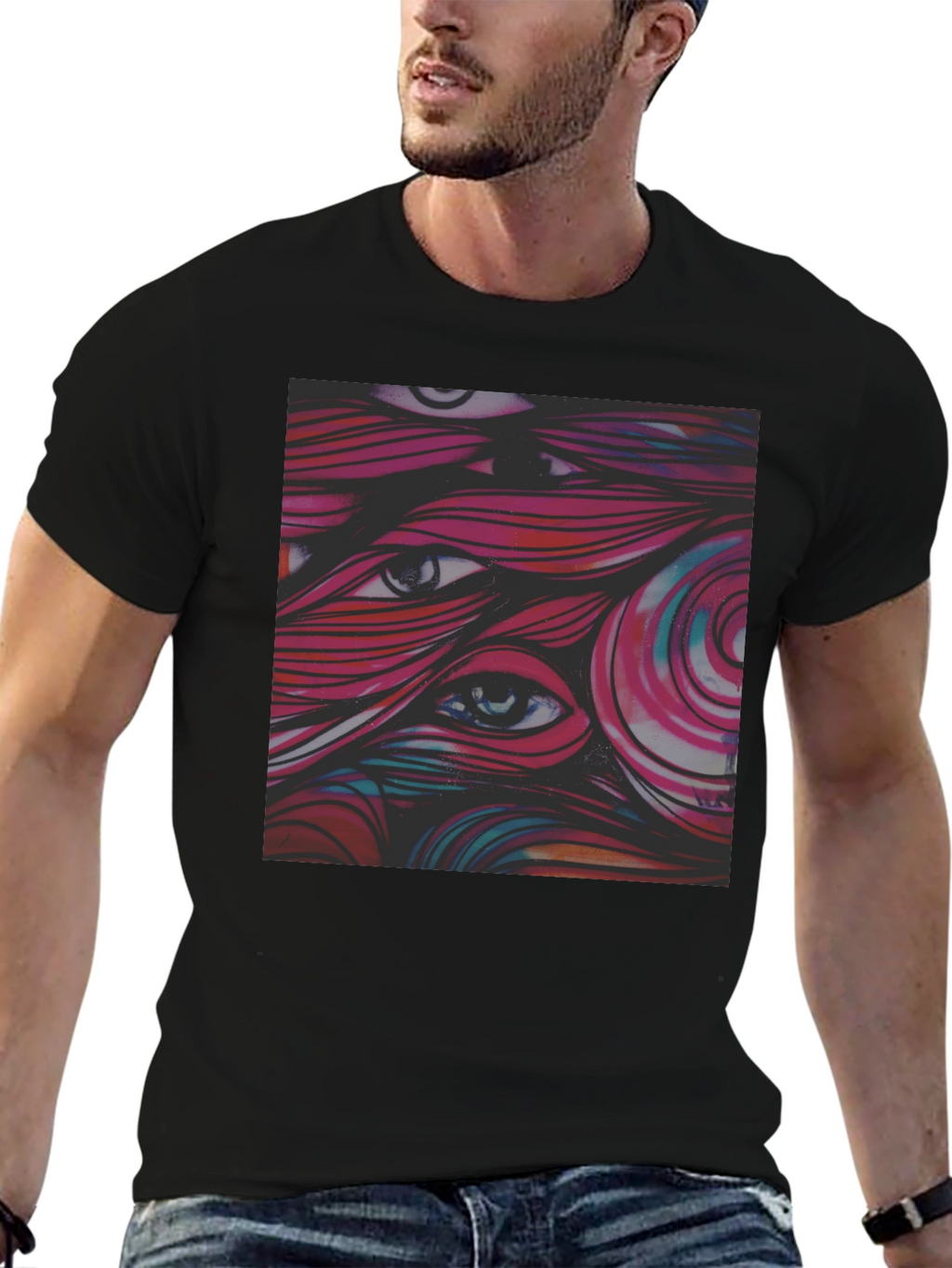 Eye-Catching Graphic Tee - Black