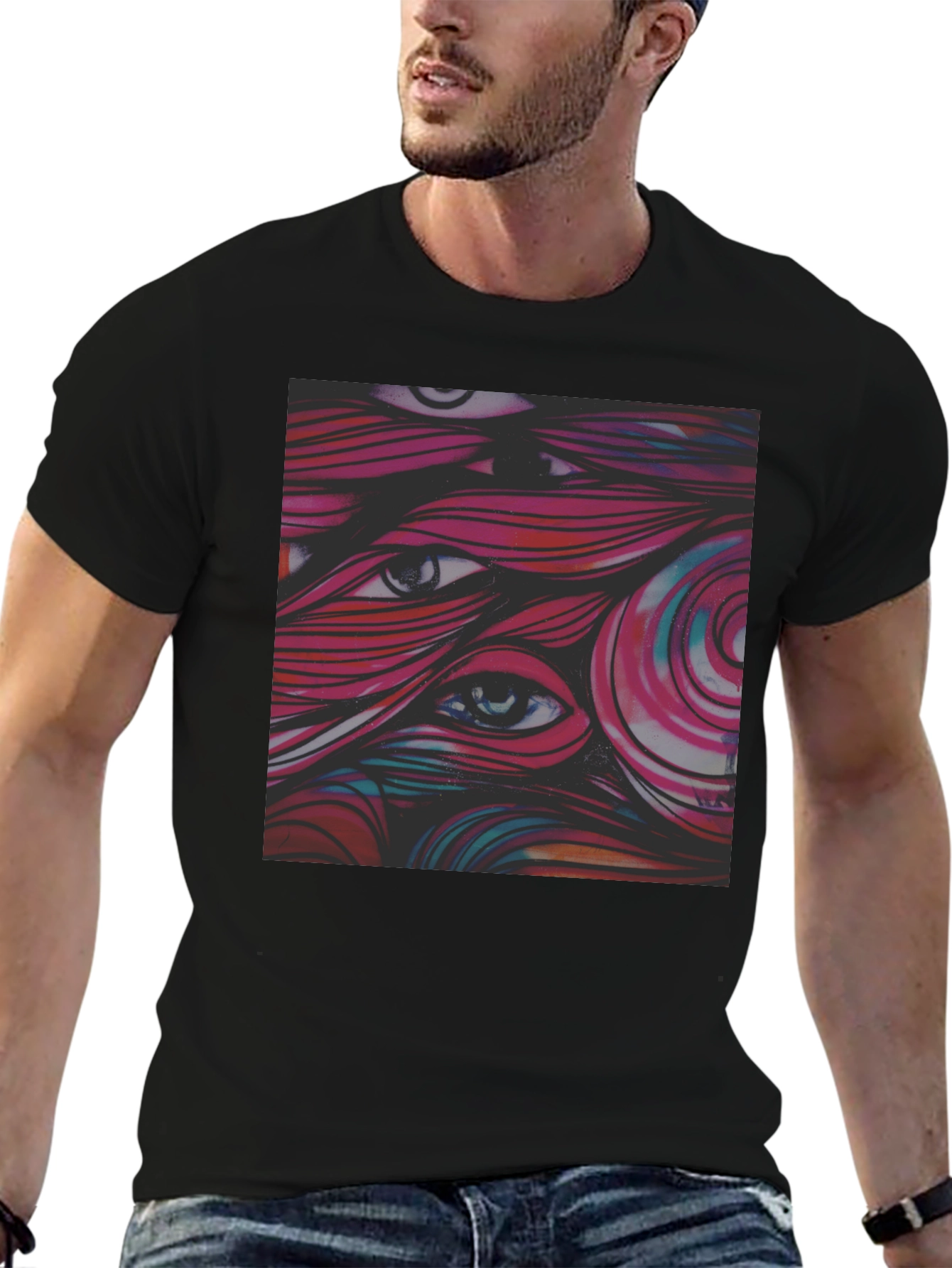 Eye-Catching Graphic Tee - Black