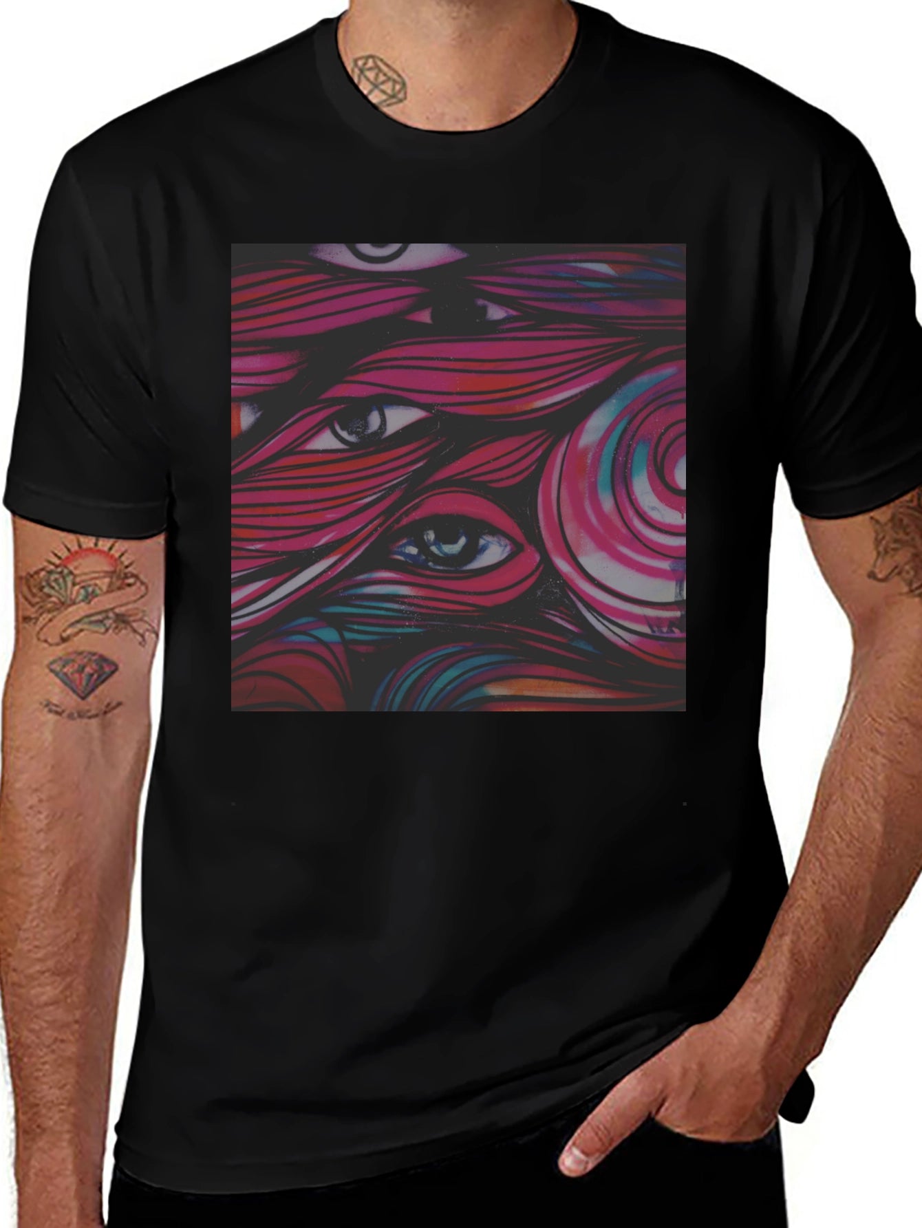 Eye-Catching Graphic Tee - Black