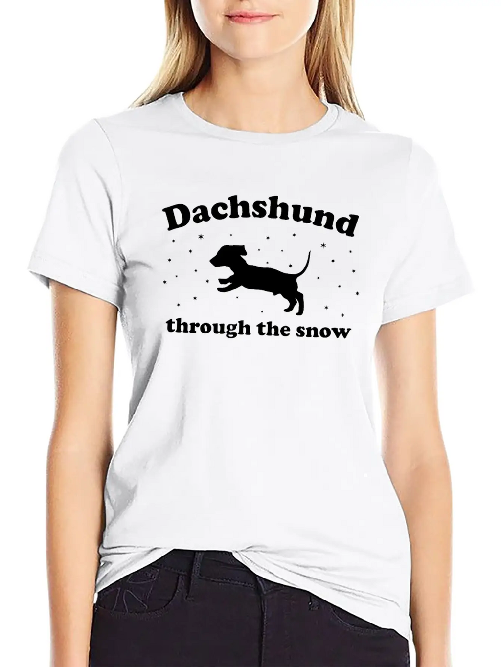 Dachshund Through The Snow Xmas Unisex Short Sleeve Soft Cotton T-Shirt – Casual Everyday Wear