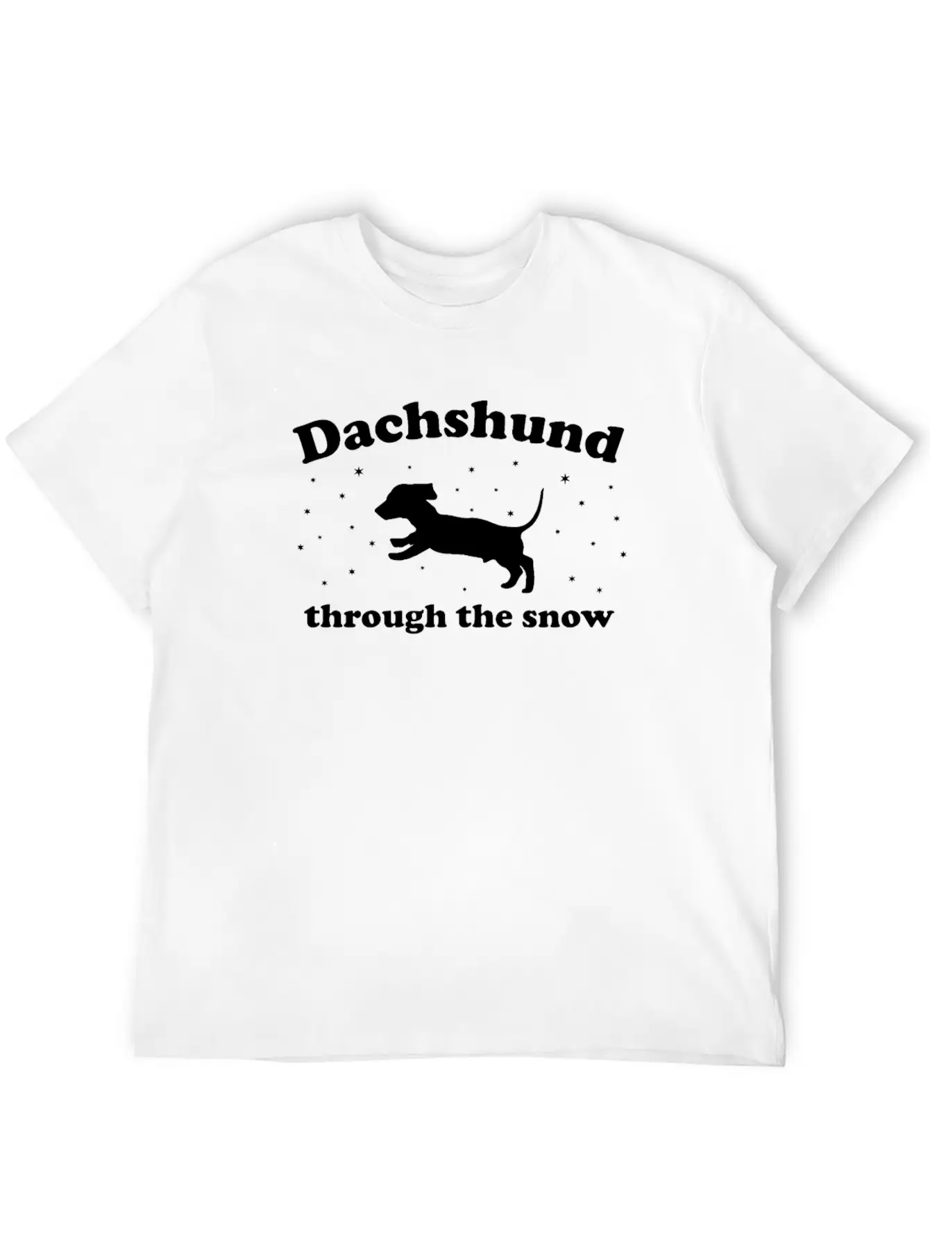 Dachshund Through The Snow Xmas Unisex Short Sleeve Soft Cotton T-Shirt – Casual Everyday Wear