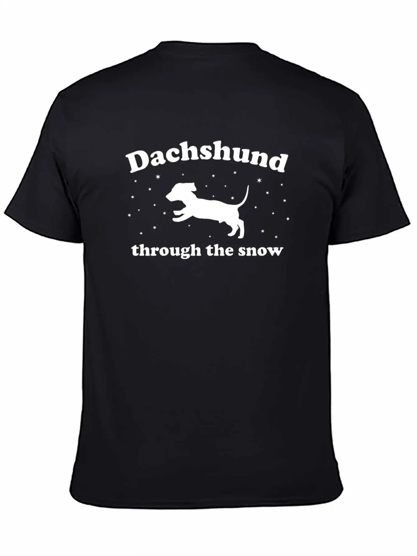 Dachshund Through The Snow Xmas Unisex Short Sleeve Soft Cotton T-Shirt – Casual Everyday Wear