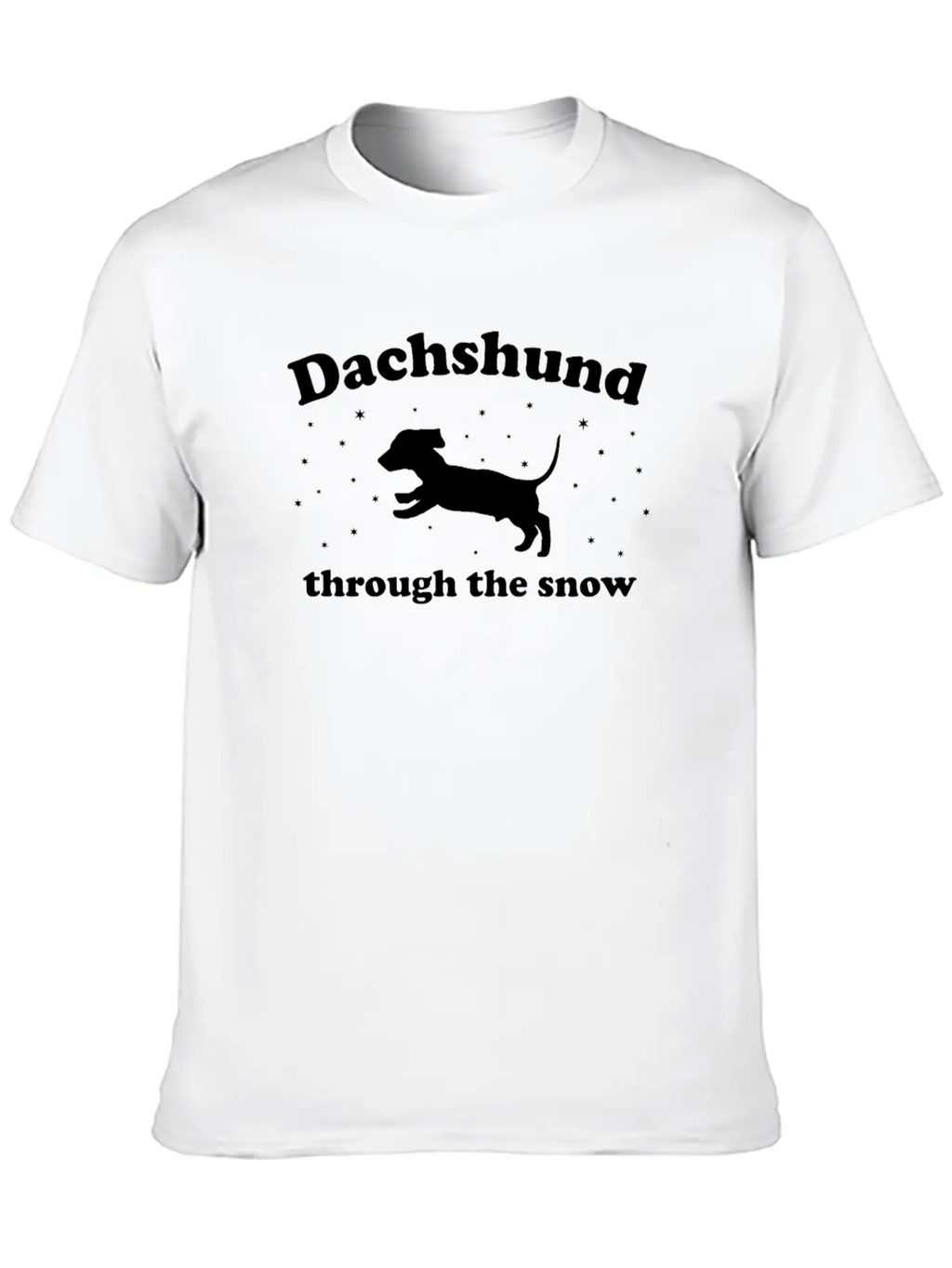 Dachshund Through The Snow Xmas Unisex Short Sleeve Soft Cotton T-Shirt – Casual Everyday Wear