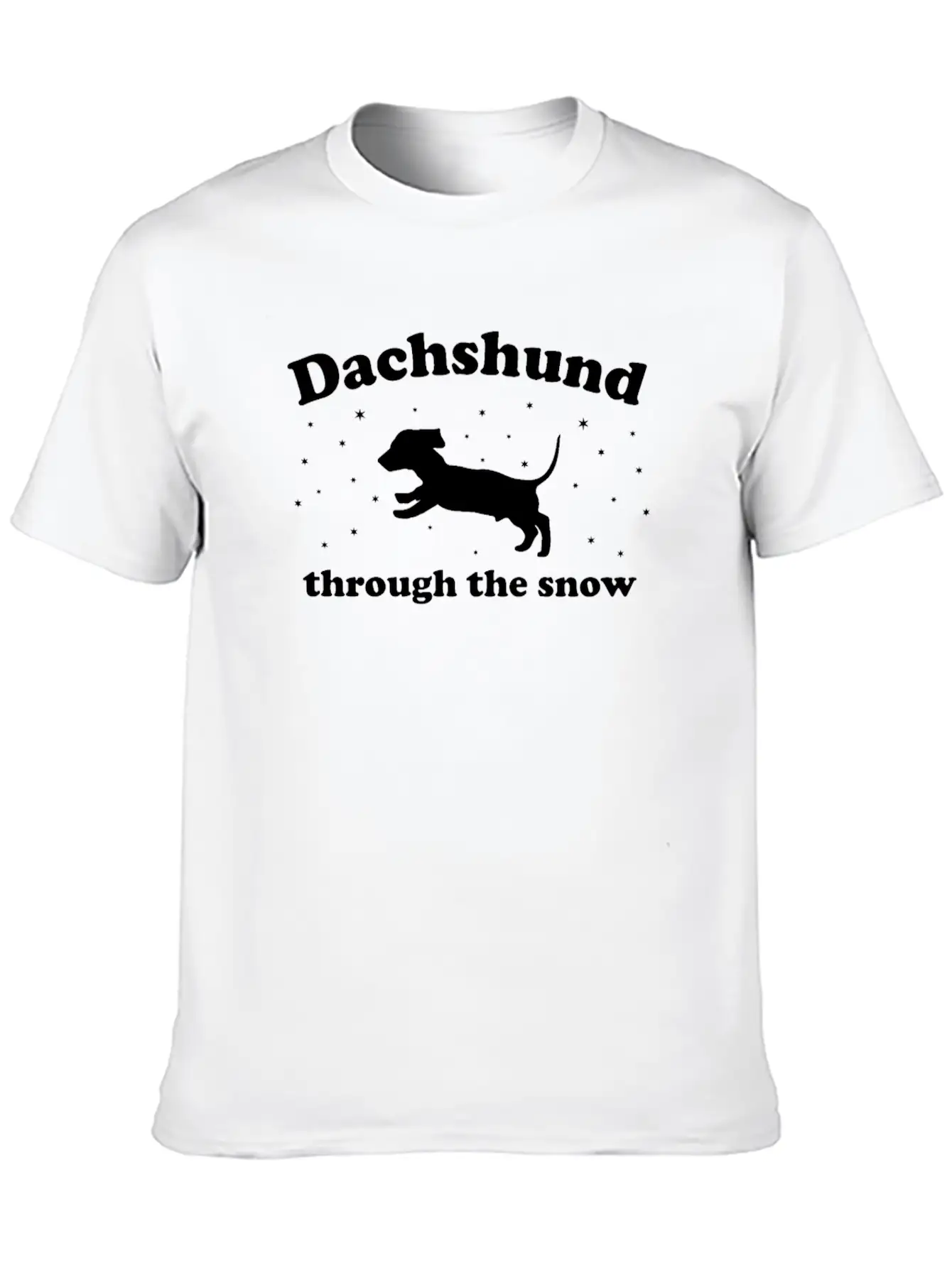 Dachshund Through The Snow Xmas Unisex Short Sleeve Soft Cotton T-Shirt – Casual Everyday Wear