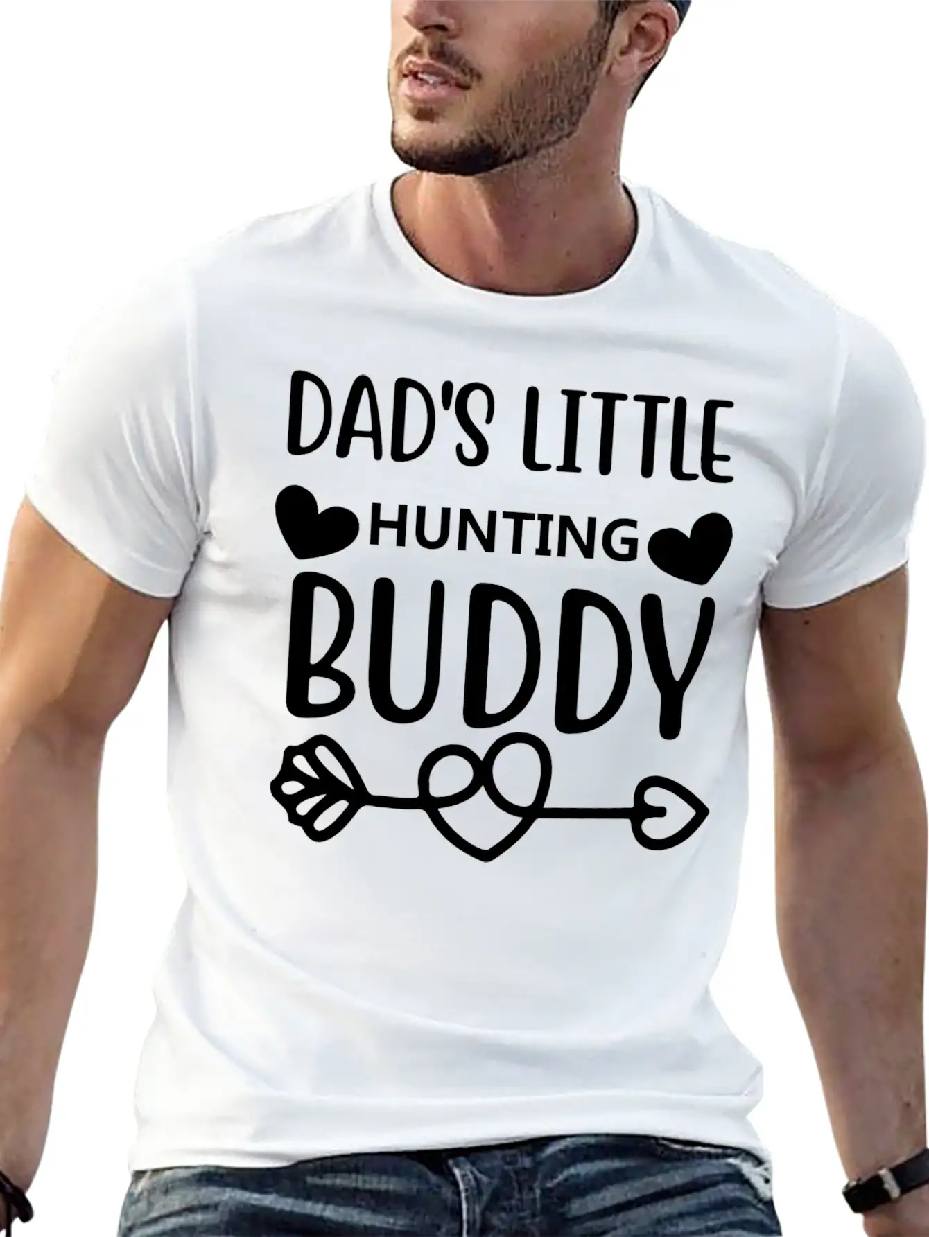 Dad S Little Hunting Buddy Stylish Everyday T-Shirt – Unisex Basic Cotton Tee