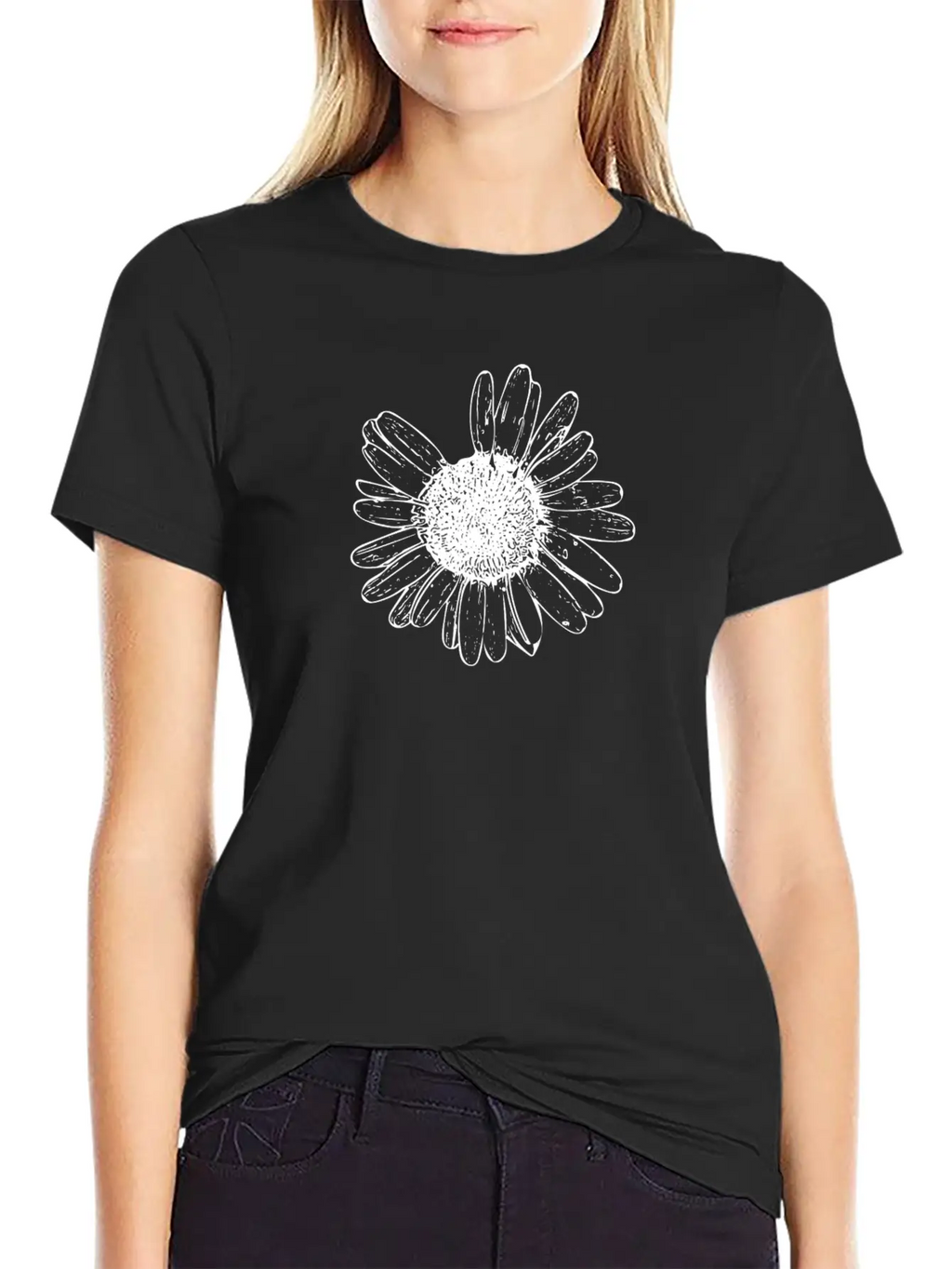 Daisy Wildflower Graphic Breathable Soft Cotton T-Shirt – Timeless Casual Look
