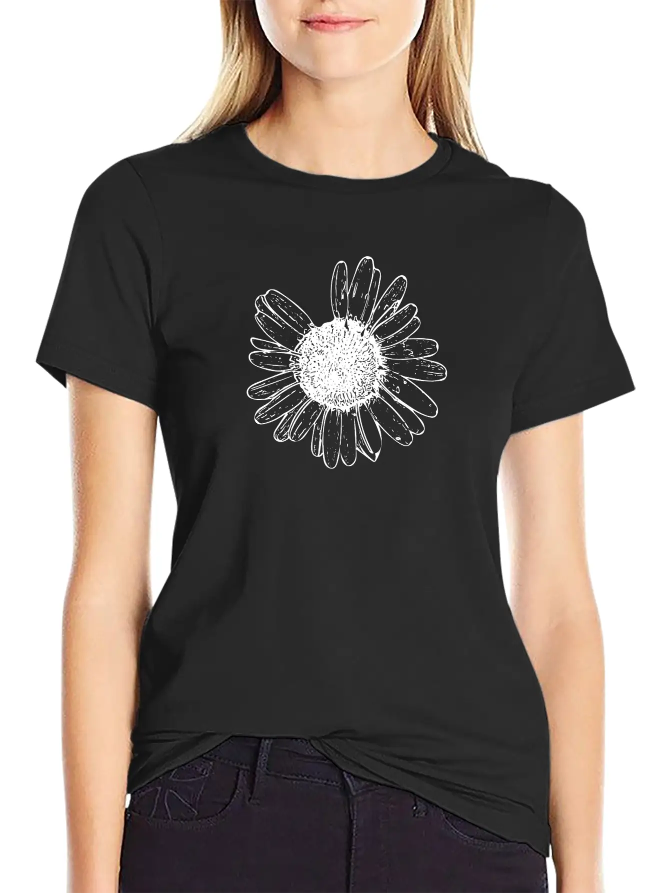 Daisy Wildflower Graphic Breathable Soft Cotton T-Shirt – Timeless Casual Look