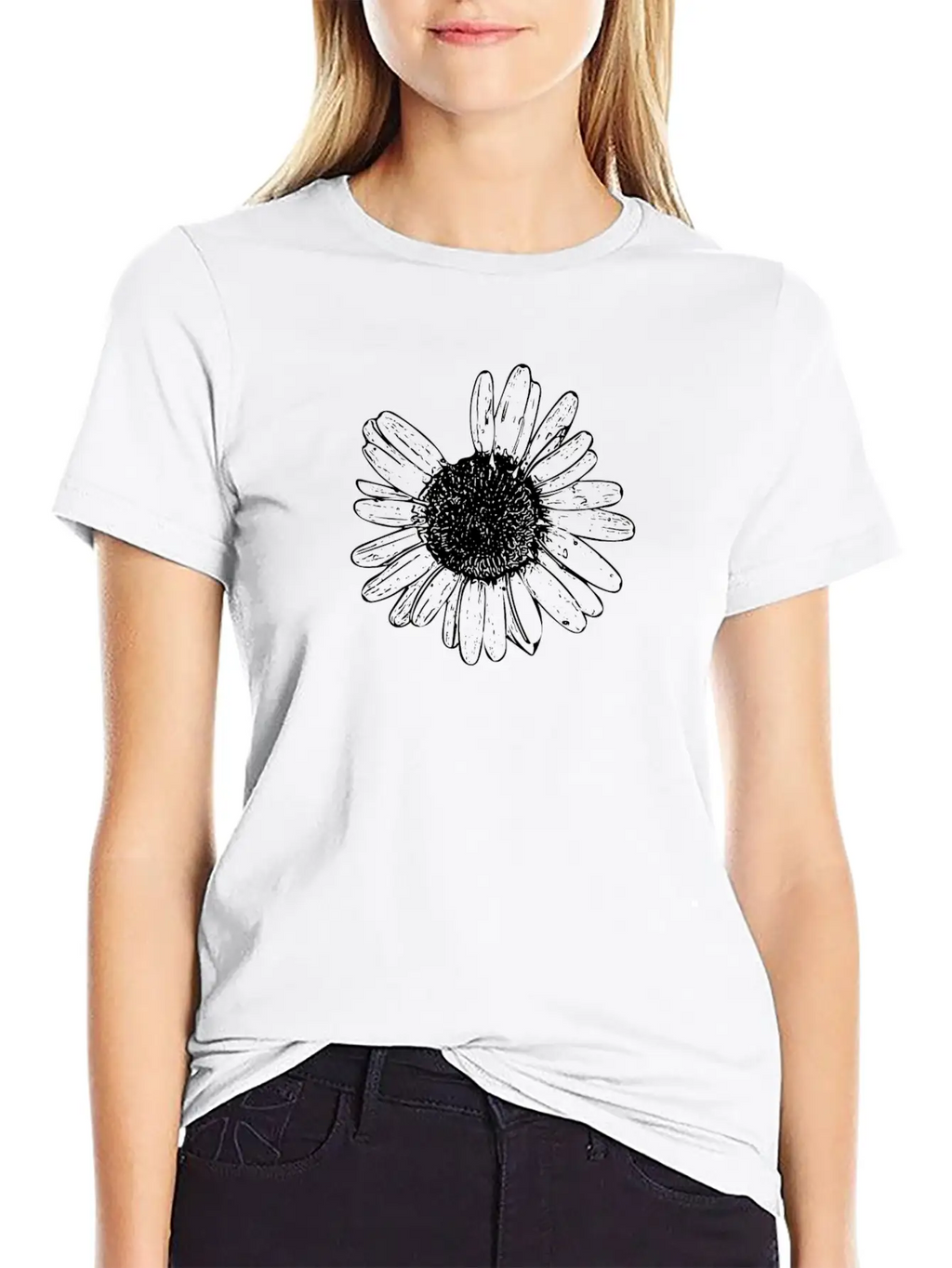 Daisy Wildflower Graphic Breathable Soft Cotton T-Shirt – Timeless Casual Look