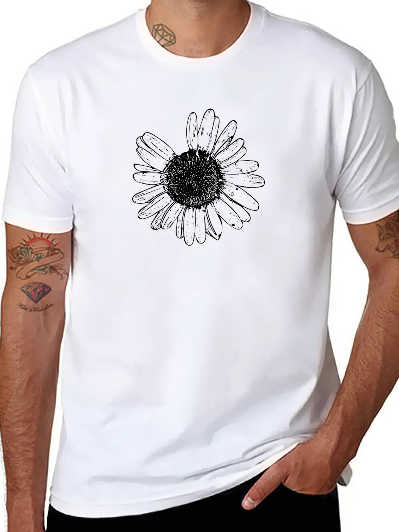 Daisy Wildflower Graphic Breathable Soft Cotton T-Shirt – Timeless Casual Look