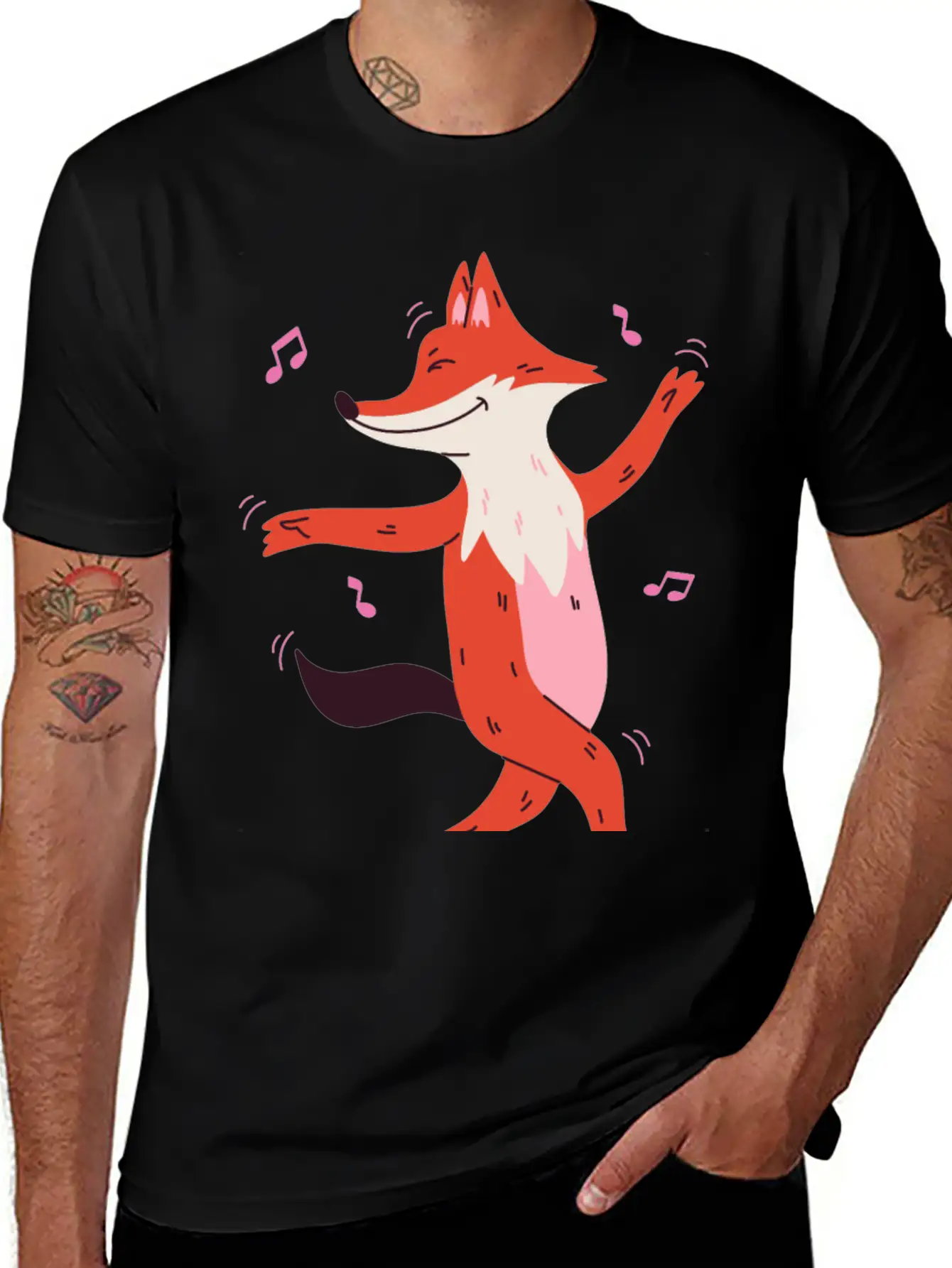 Dancing Fox Casual Graphic T-Shirt – Simple And Comfortable Daily Wear