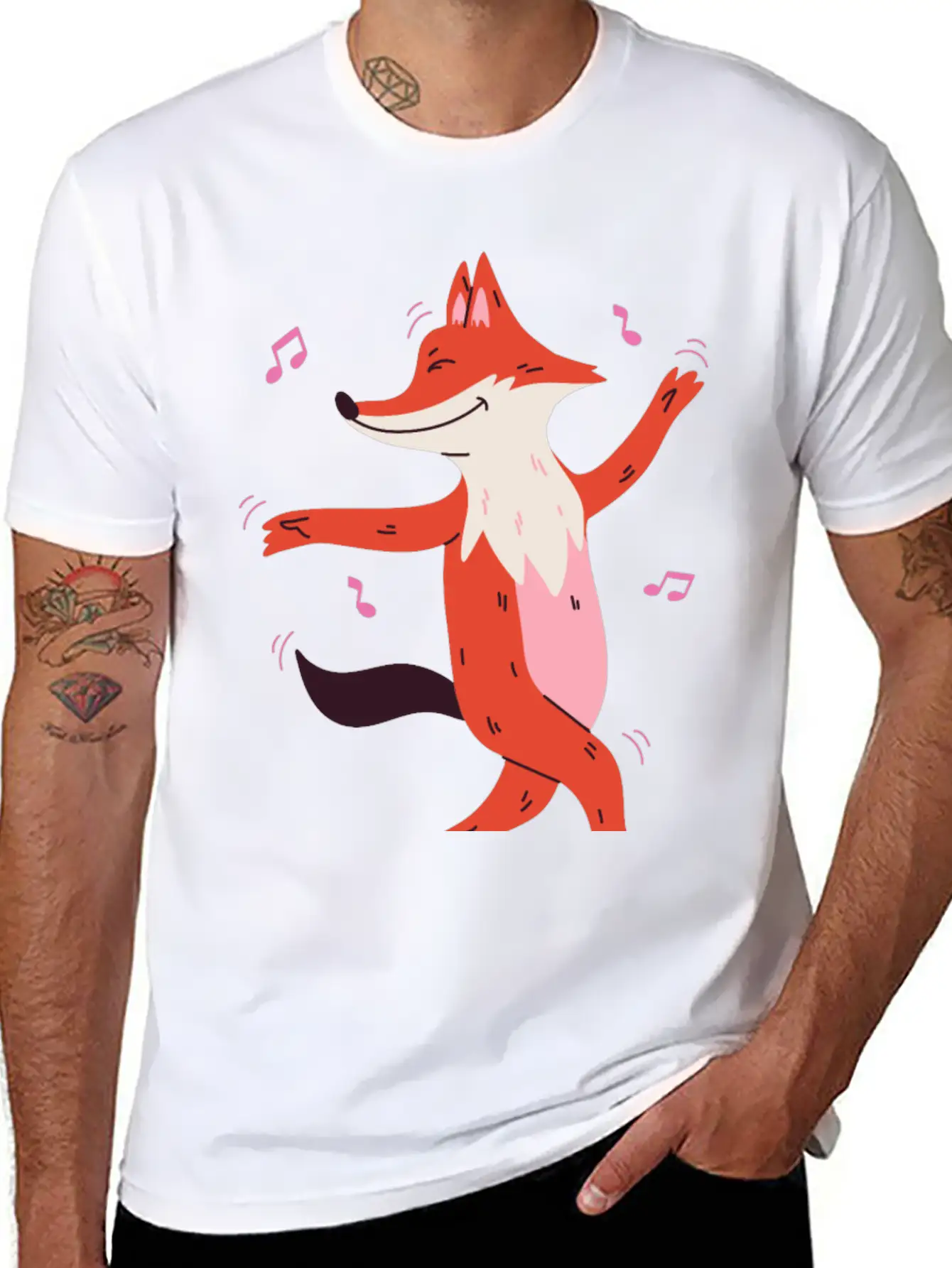 Dancing Fox Casual Graphic T-Shirt – Simple And Comfortable Daily Wear