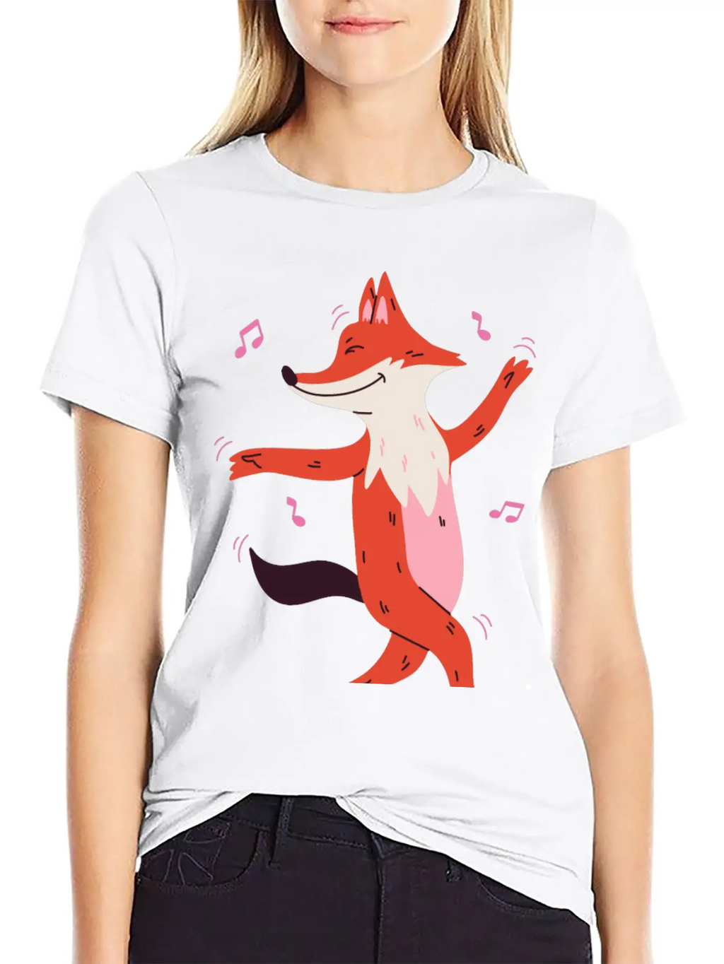 Dancing Fox Casual Graphic T-Shirt – Simple And Comfortable Daily Wear