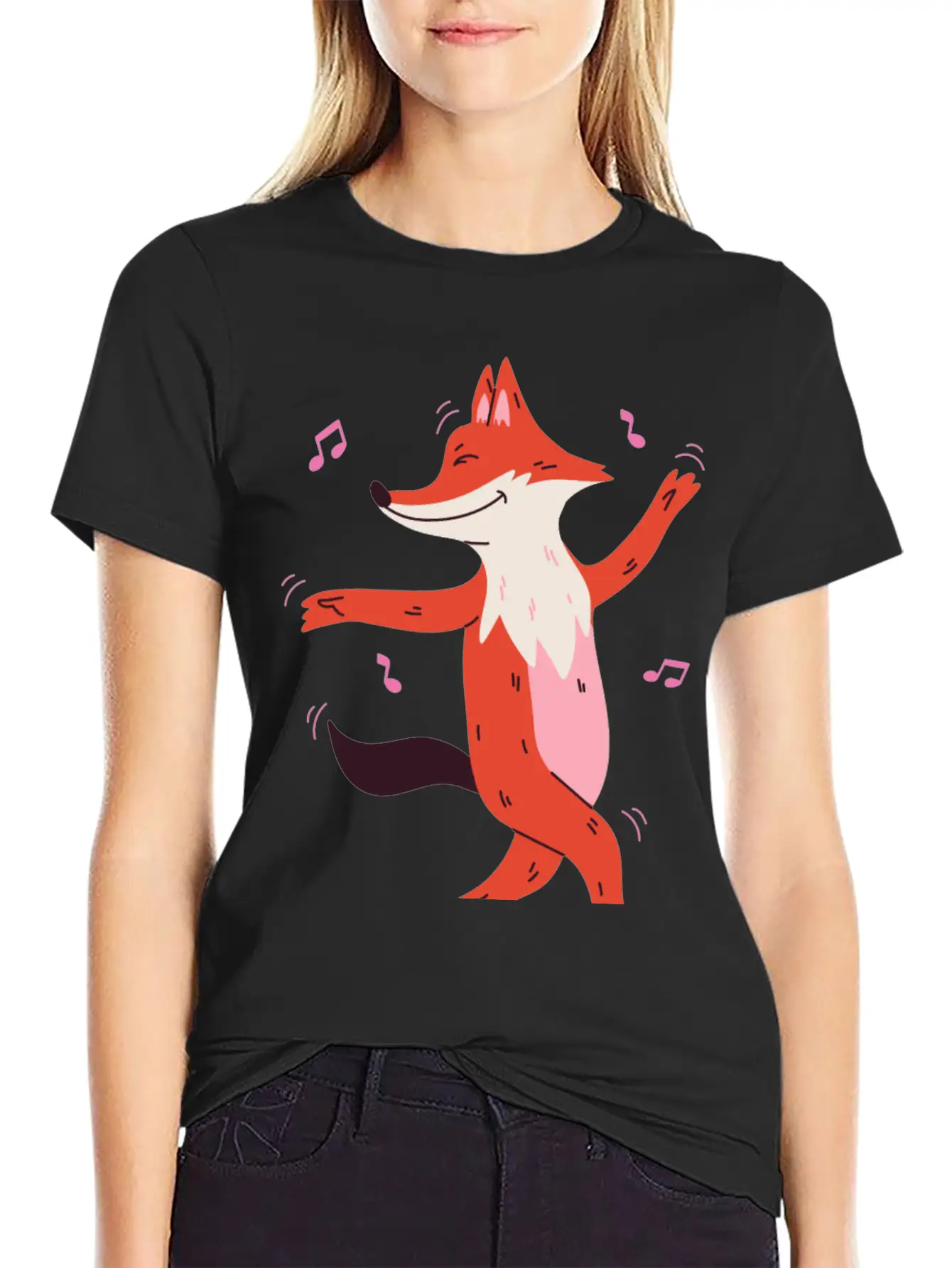 Dancing Fox Casual Graphic T-Shirt – Simple And Comfortable Daily Wear