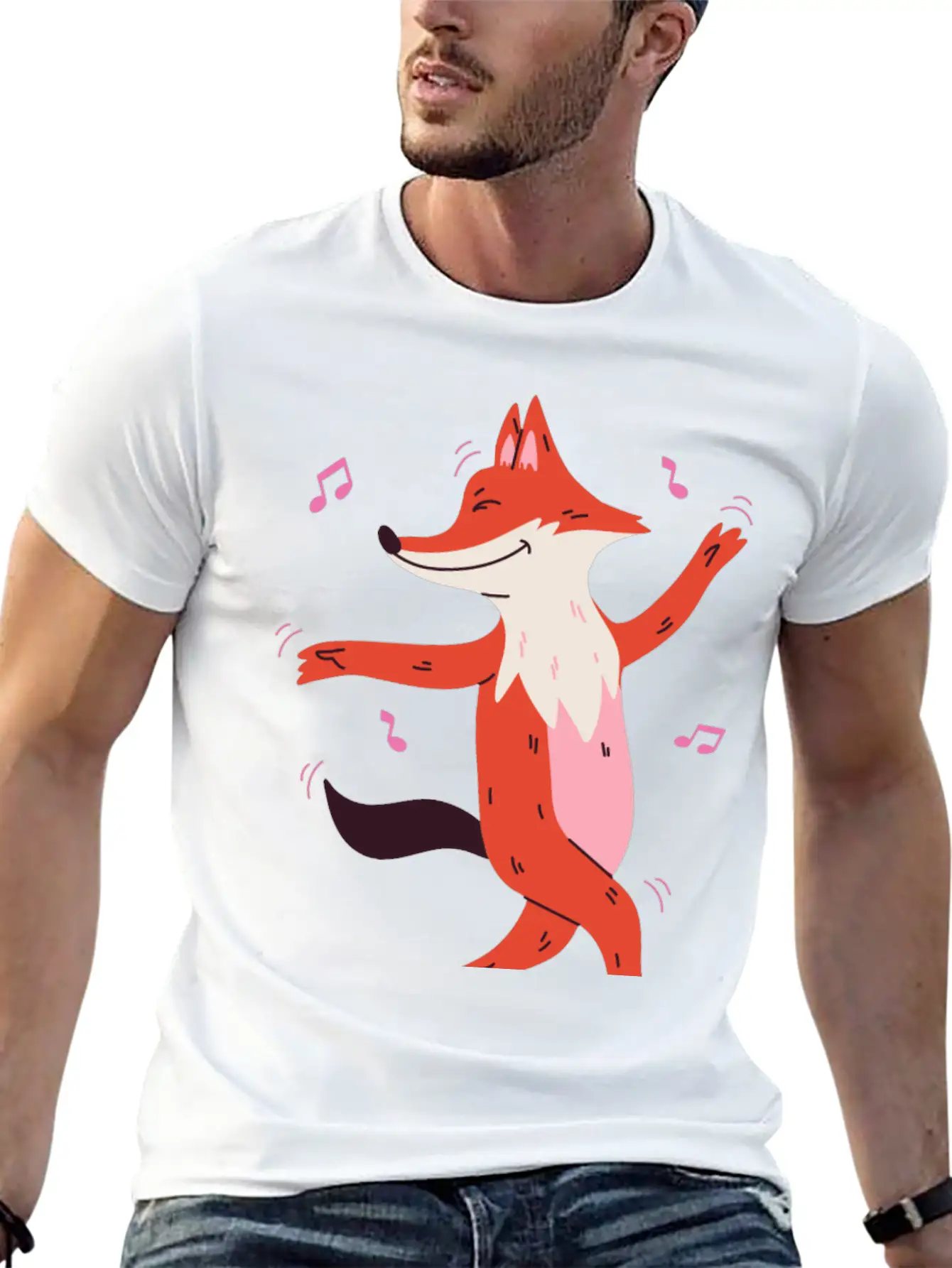 Dancing Fox Casual Graphic T-Shirt – Simple And Comfortable Daily Wear
