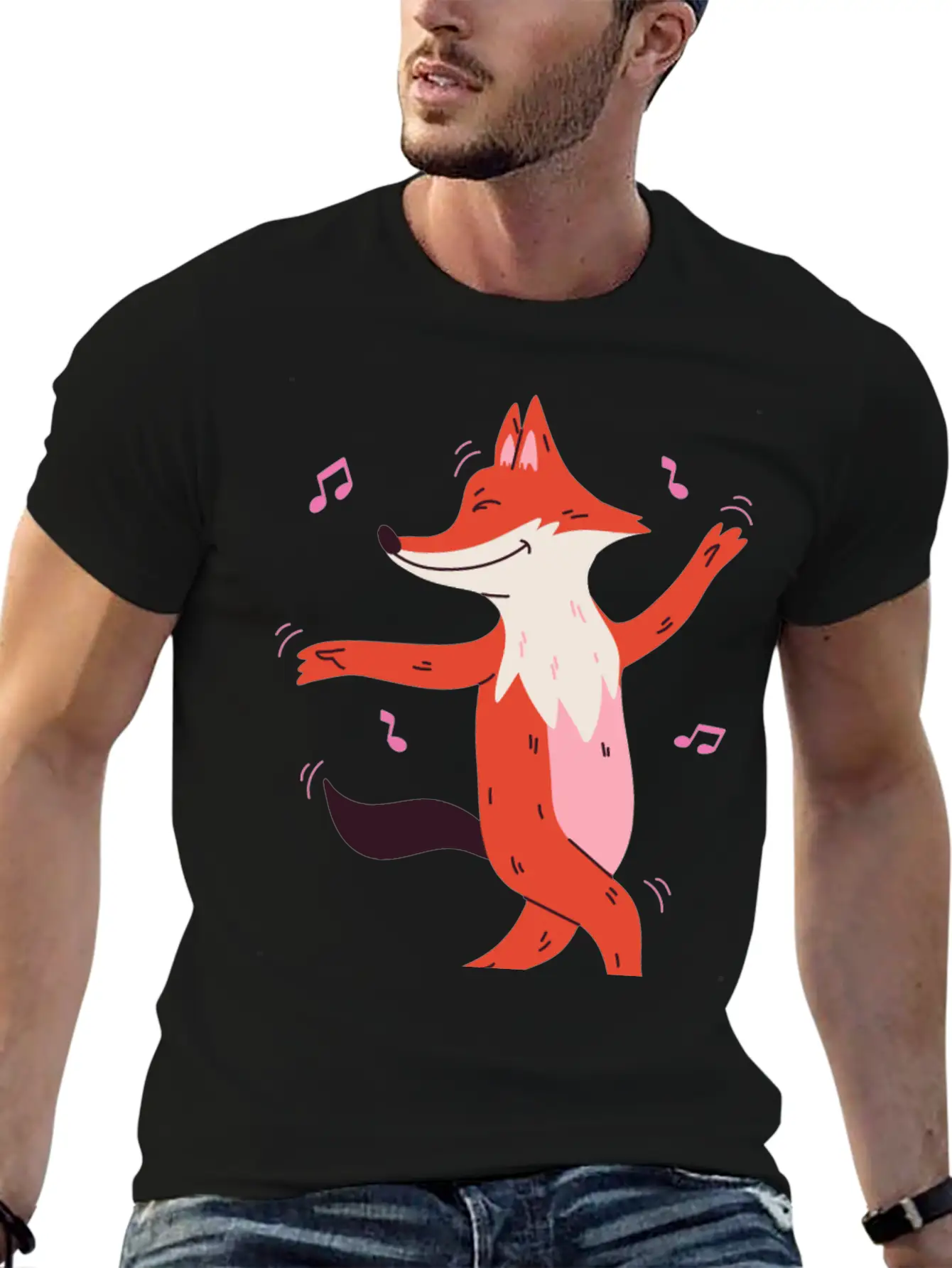 Dancing Fox Casual Graphic T-Shirt – Simple And Comfortable Daily Wear