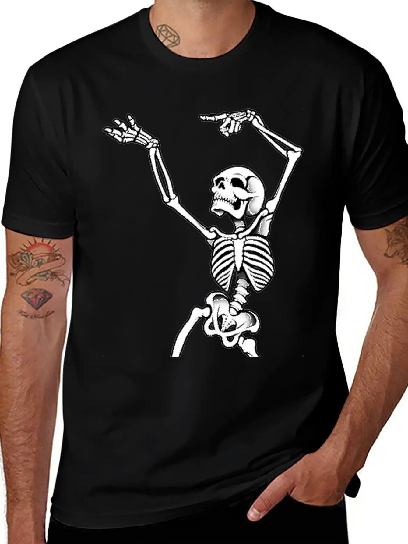 Dancing Skeleton Casual Graphic T-Shirt – Simple And Comfortable Daily Wear