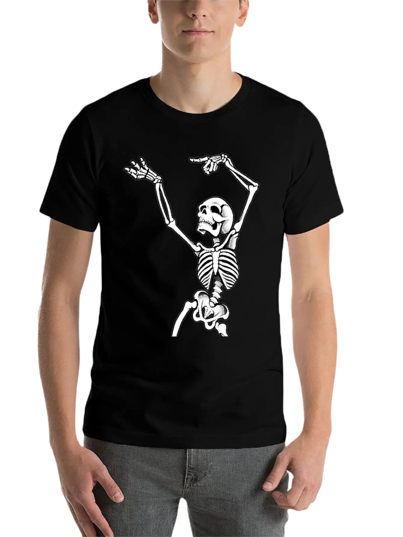 Dancing Skeleton Casual Graphic T-Shirt – Simple And Comfortable Daily Wear
