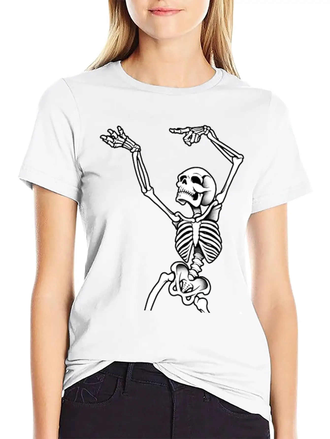 Dancing Skeleton Casual Graphic T-Shirt – Simple And Comfortable Daily Wear