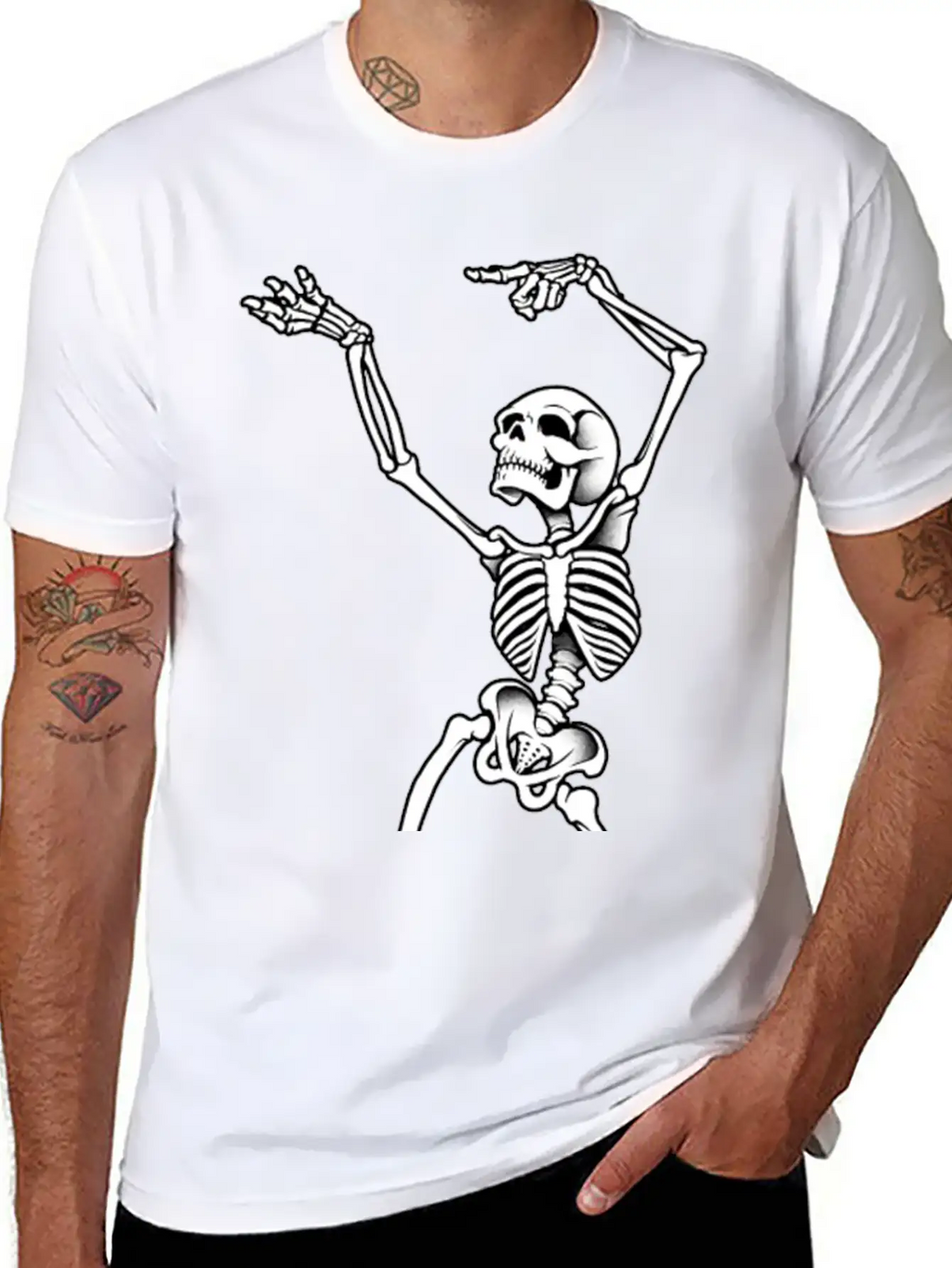 Dancing Skeleton Casual Graphic T-Shirt – Simple And Comfortable Daily Wear